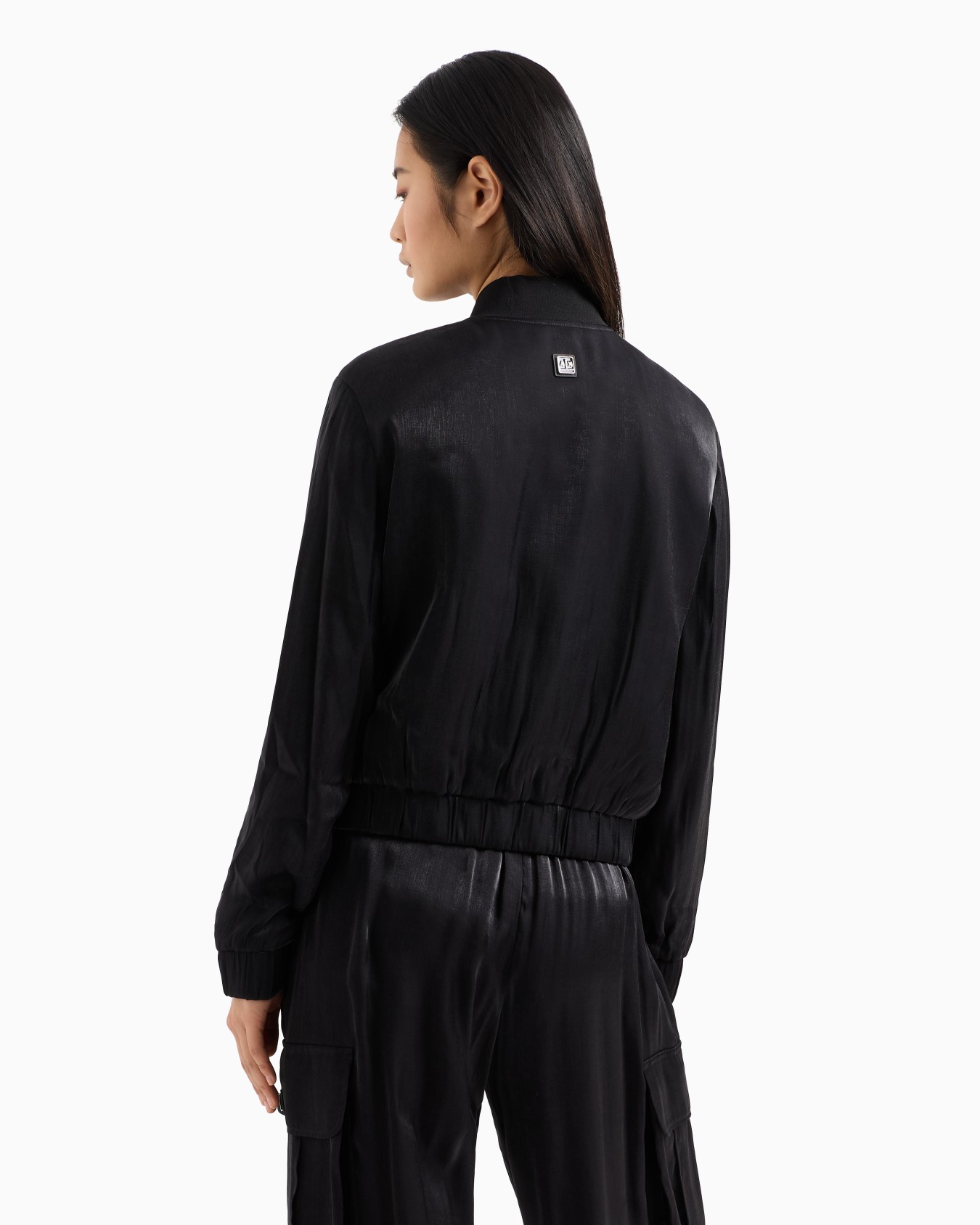 Bomber jacket in glitter satin fabric Slide 2