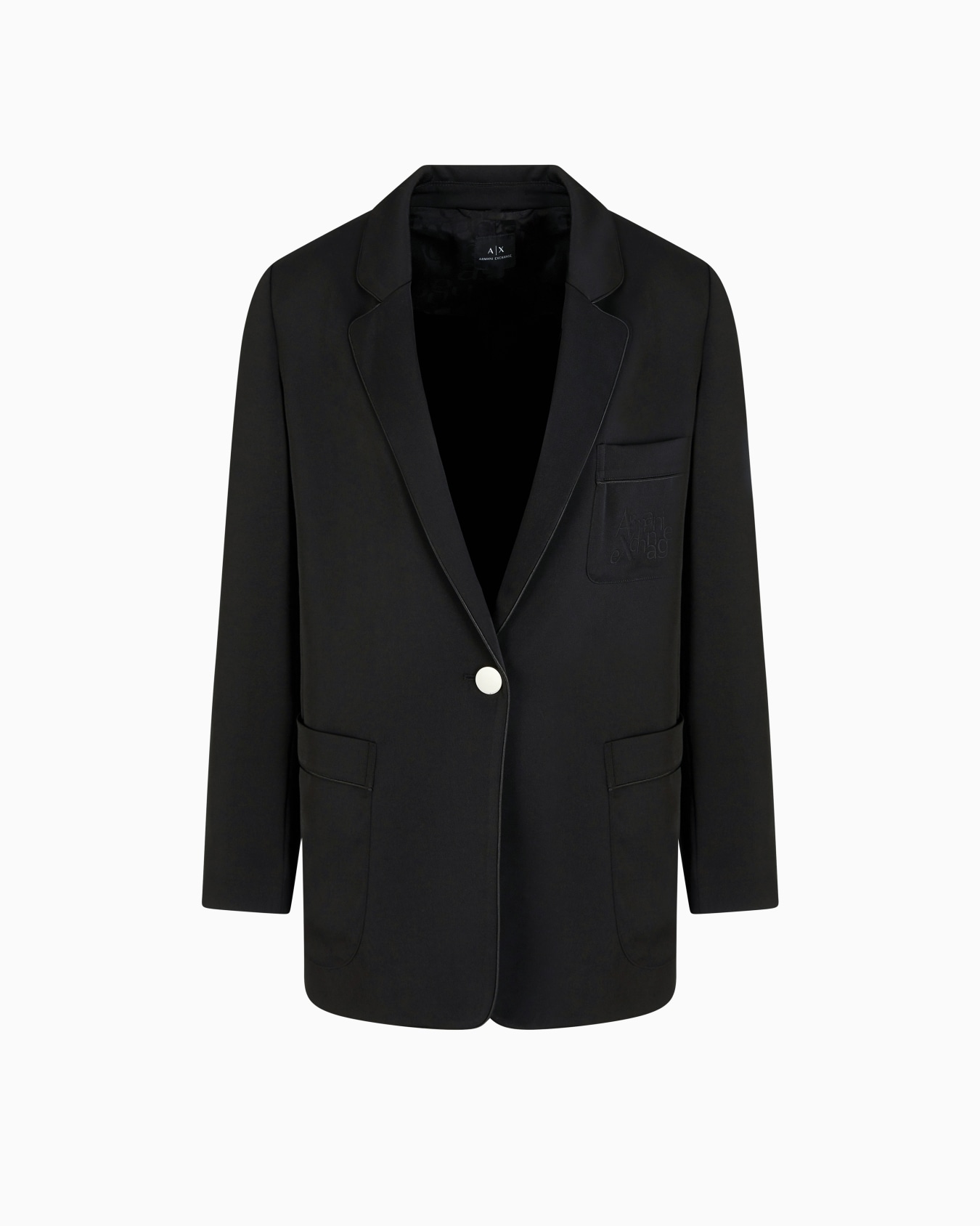 Single-breasted jacket in matte satin fabric Slide 0