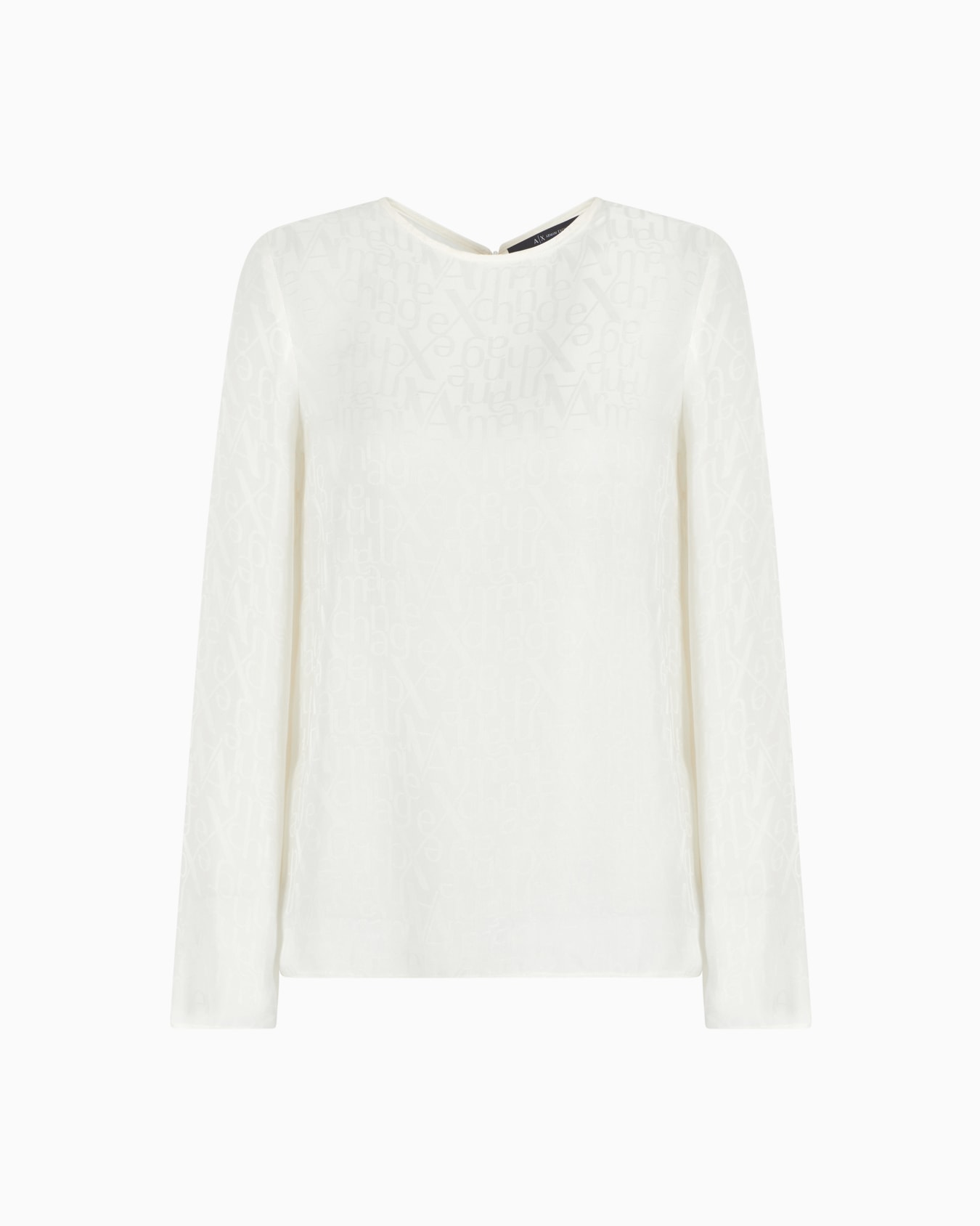Satin fabric blouse with allover logo Slide 0