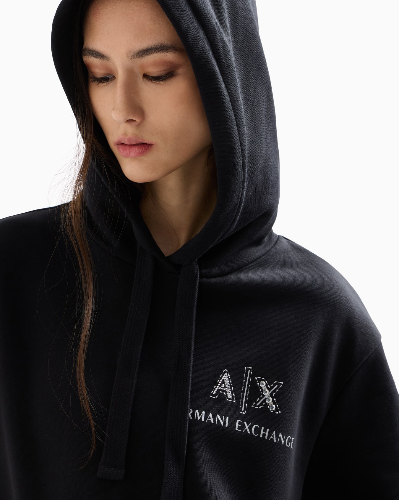 Short-sleeved sweatshirt with logo and rhinestones Slide 4