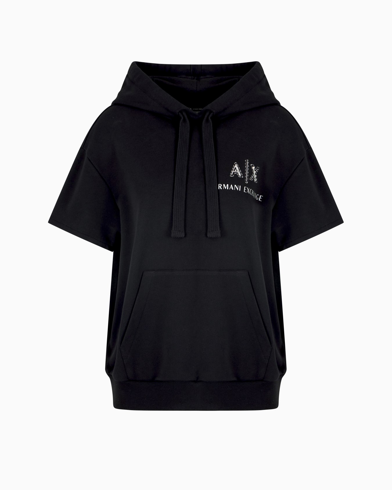 Short-sleeved sweatshirt with logo and rhinestones Slide 0