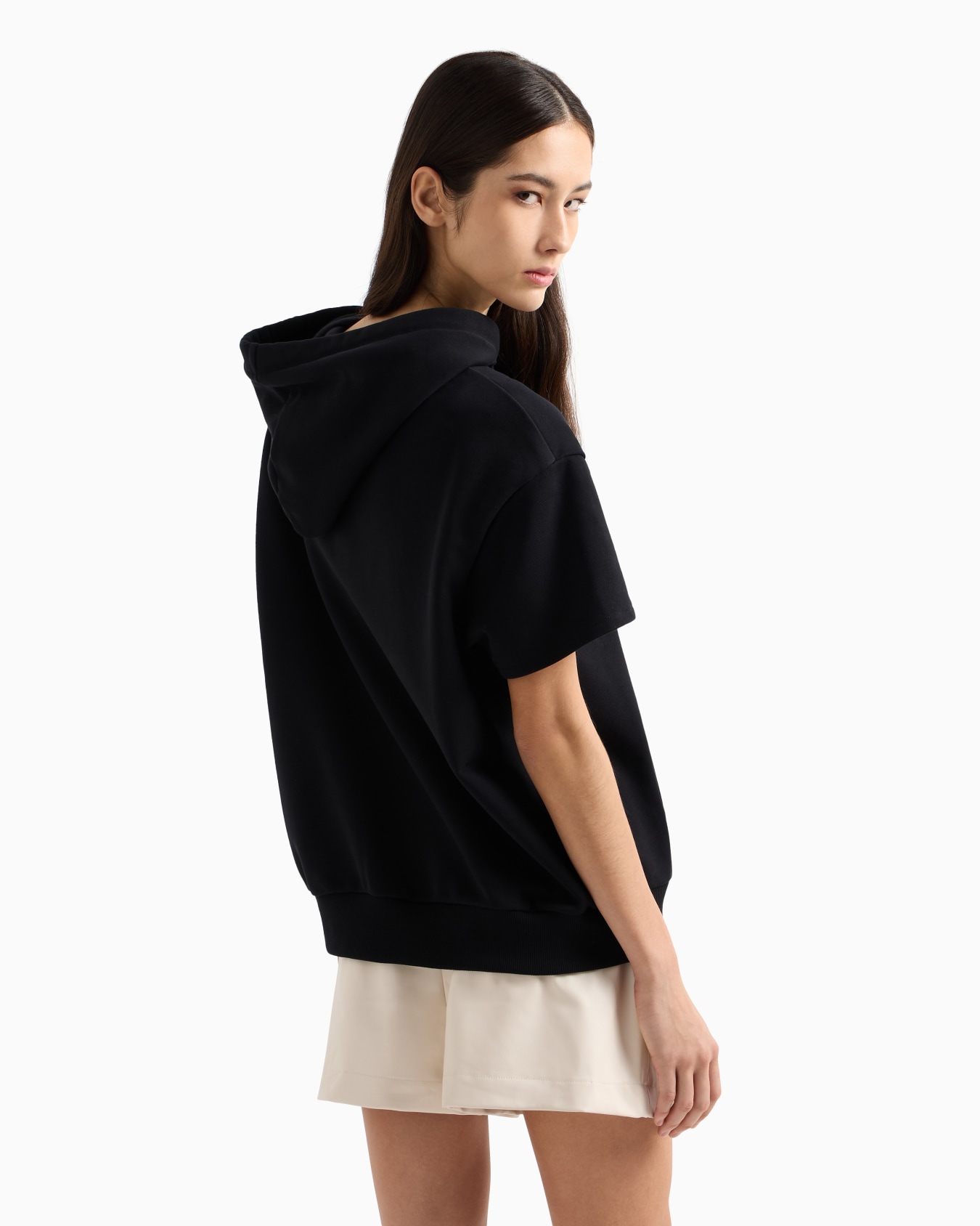 Short-sleeved sweatshirt with logo and rhinestones Slide 2