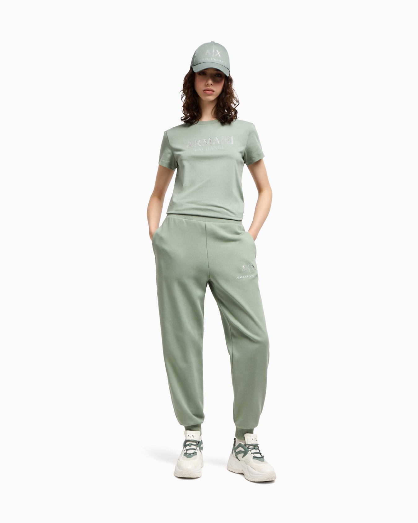 Jogger pants with logo and rhinestones Slide 1