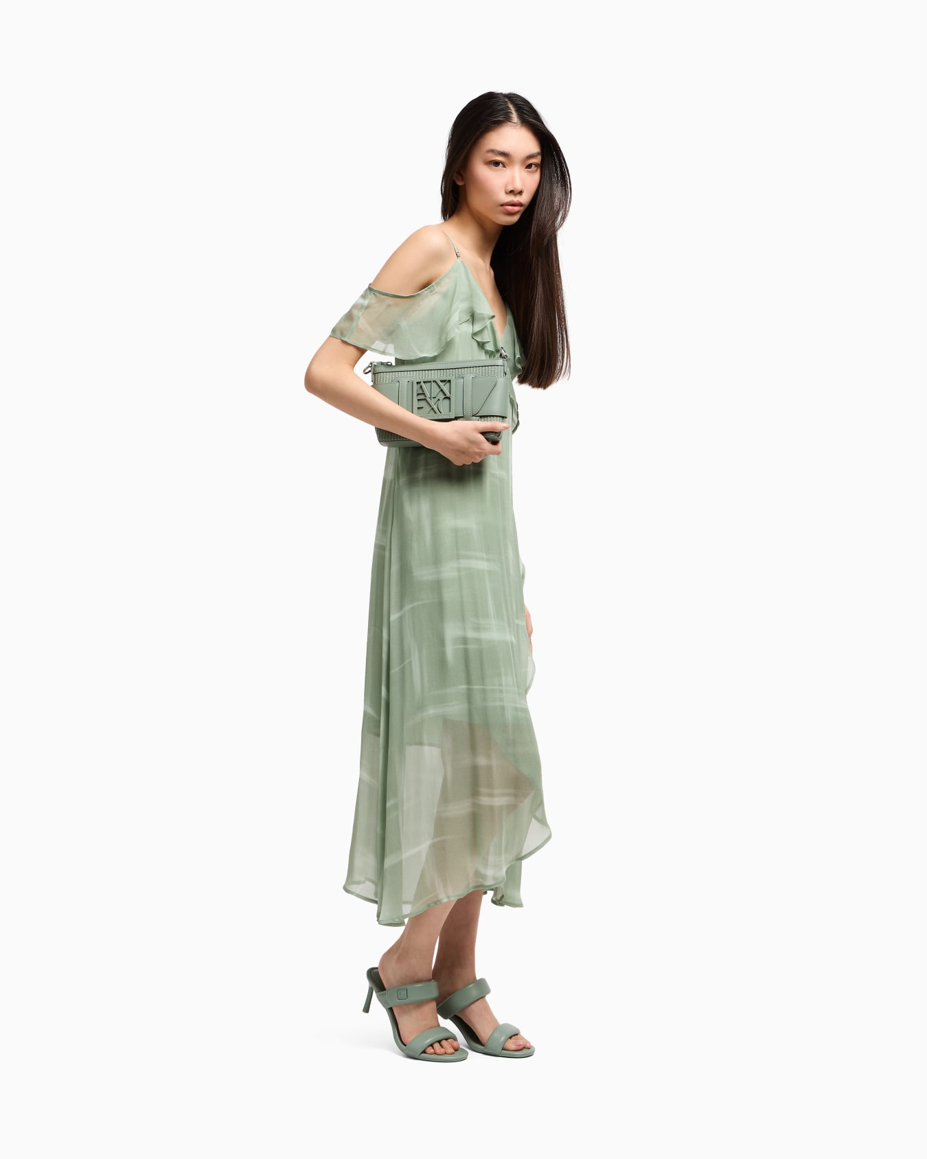 Long dress in viscose chiffon Slide 1