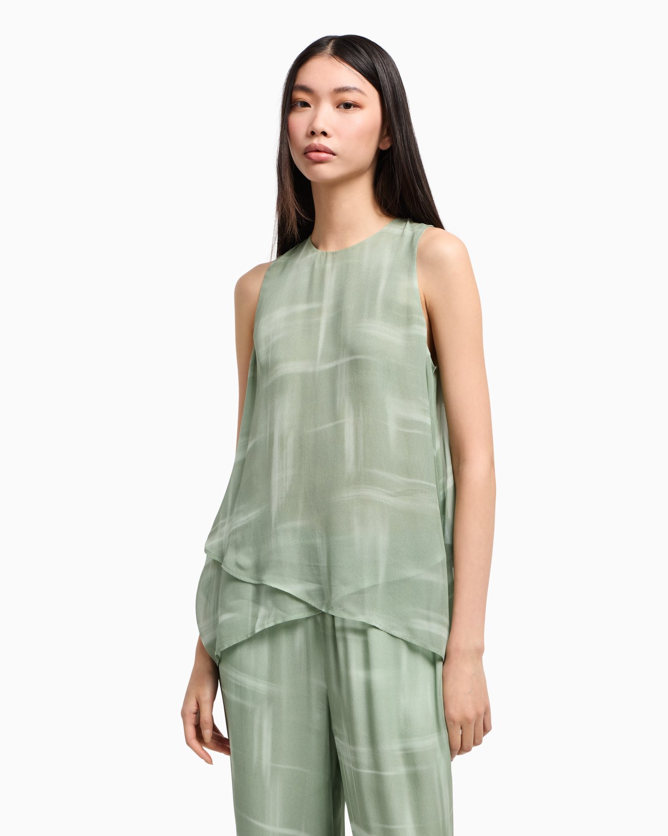 Asymmetrical top in viscose chiffon Slide 3