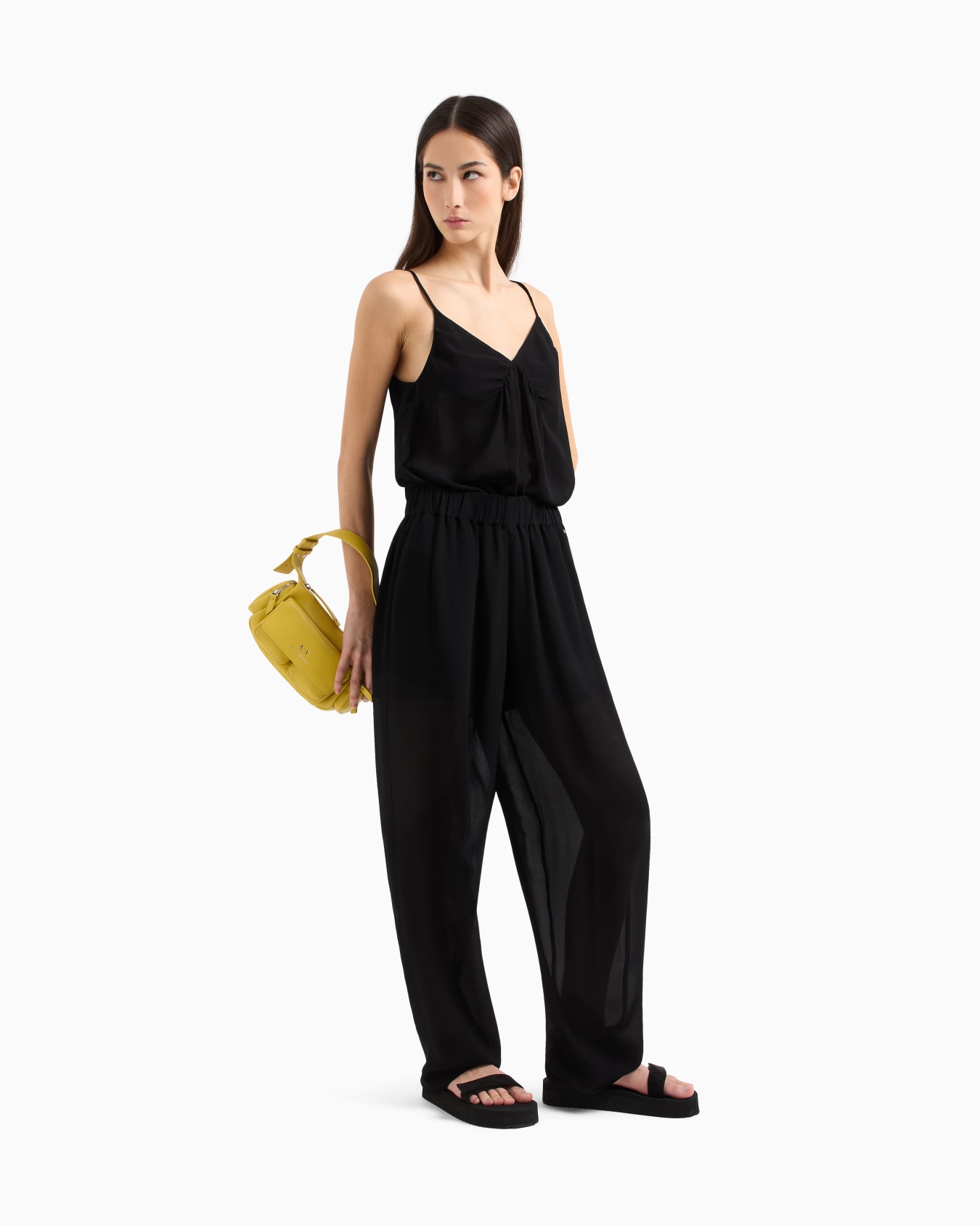 Viscose crepe top with tie Slide 1
