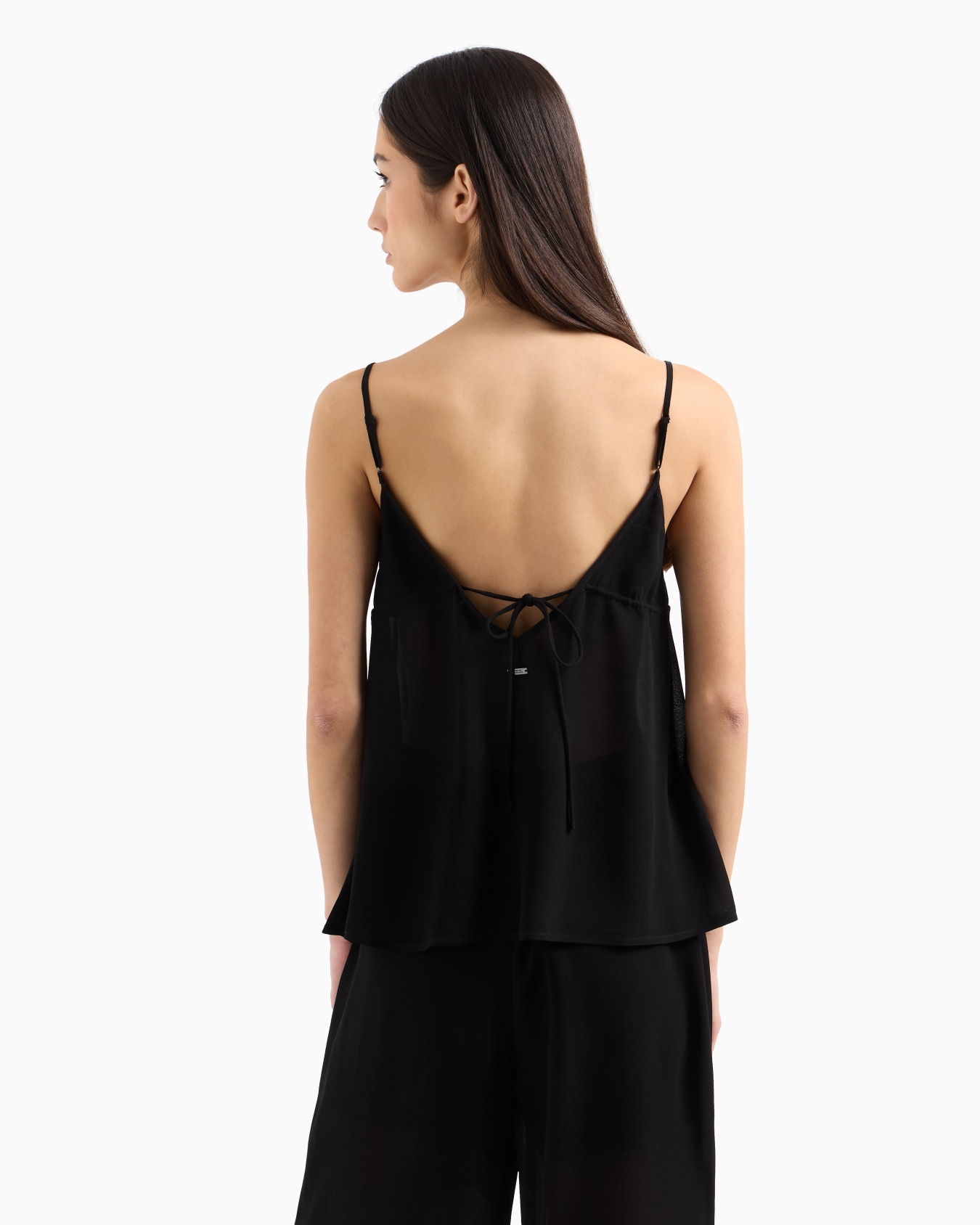 Viscose crepe top with tie Slide 2