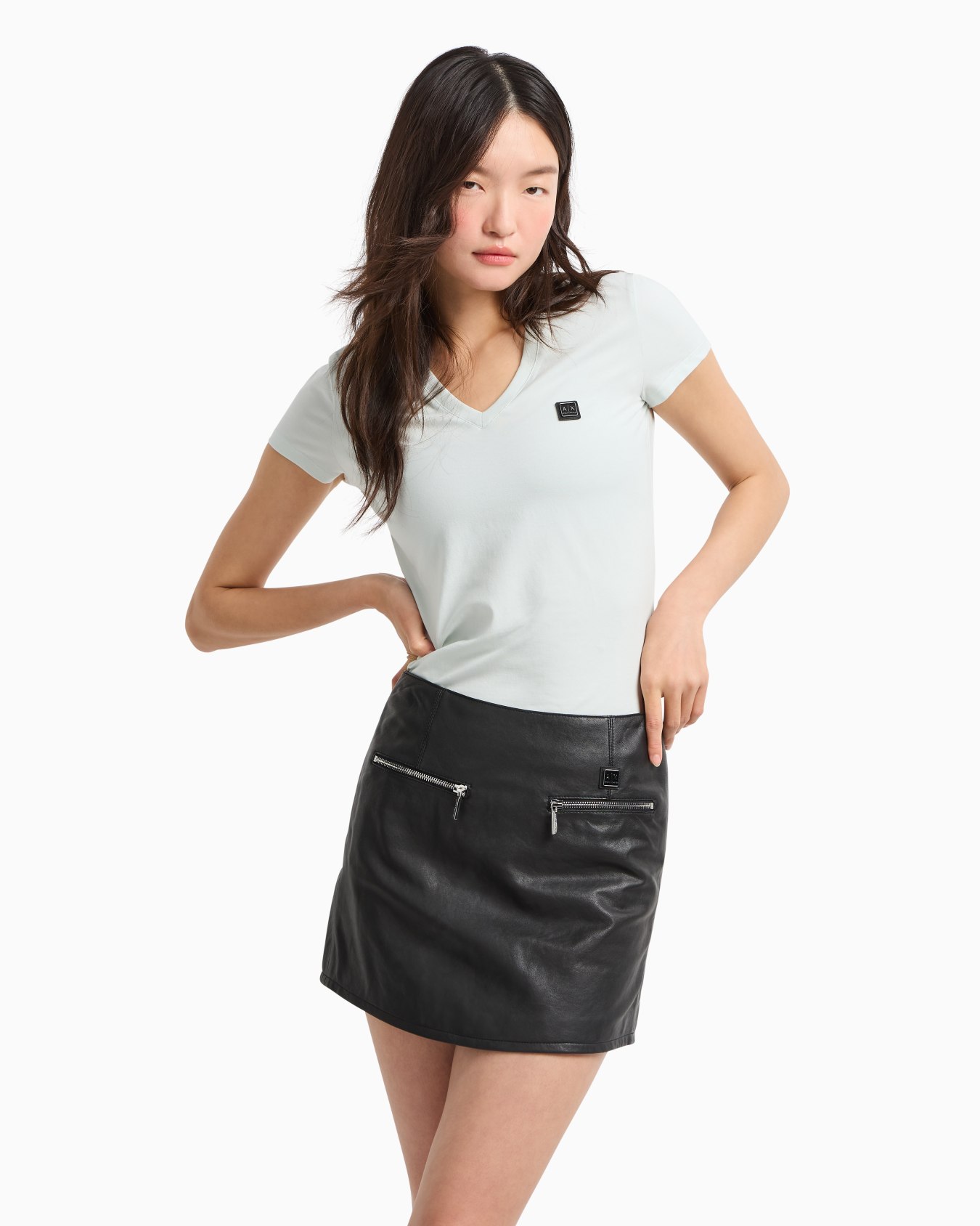 Used effect leather mini skirt Slide 3