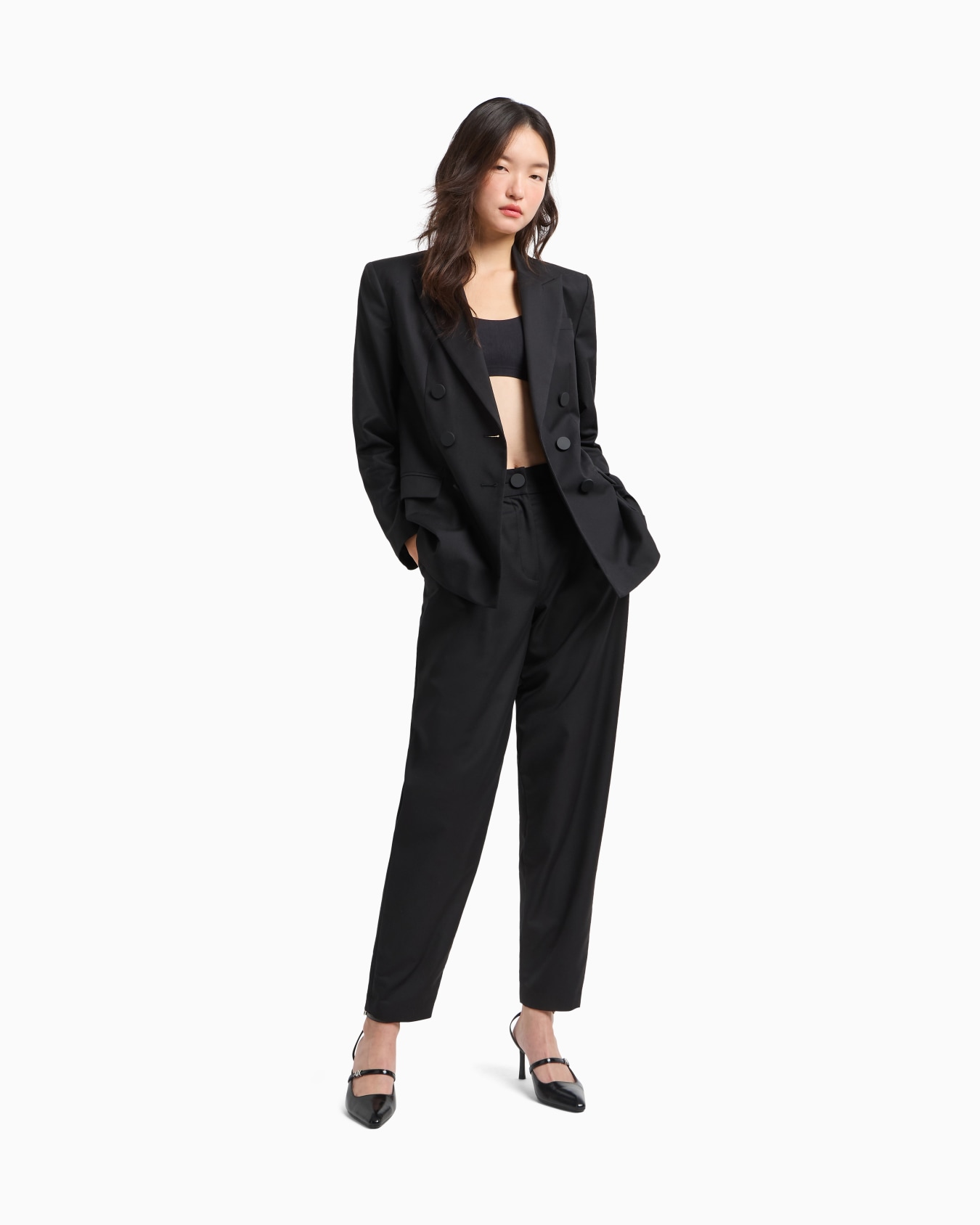 Double-breasted twill jacket Slide 1
