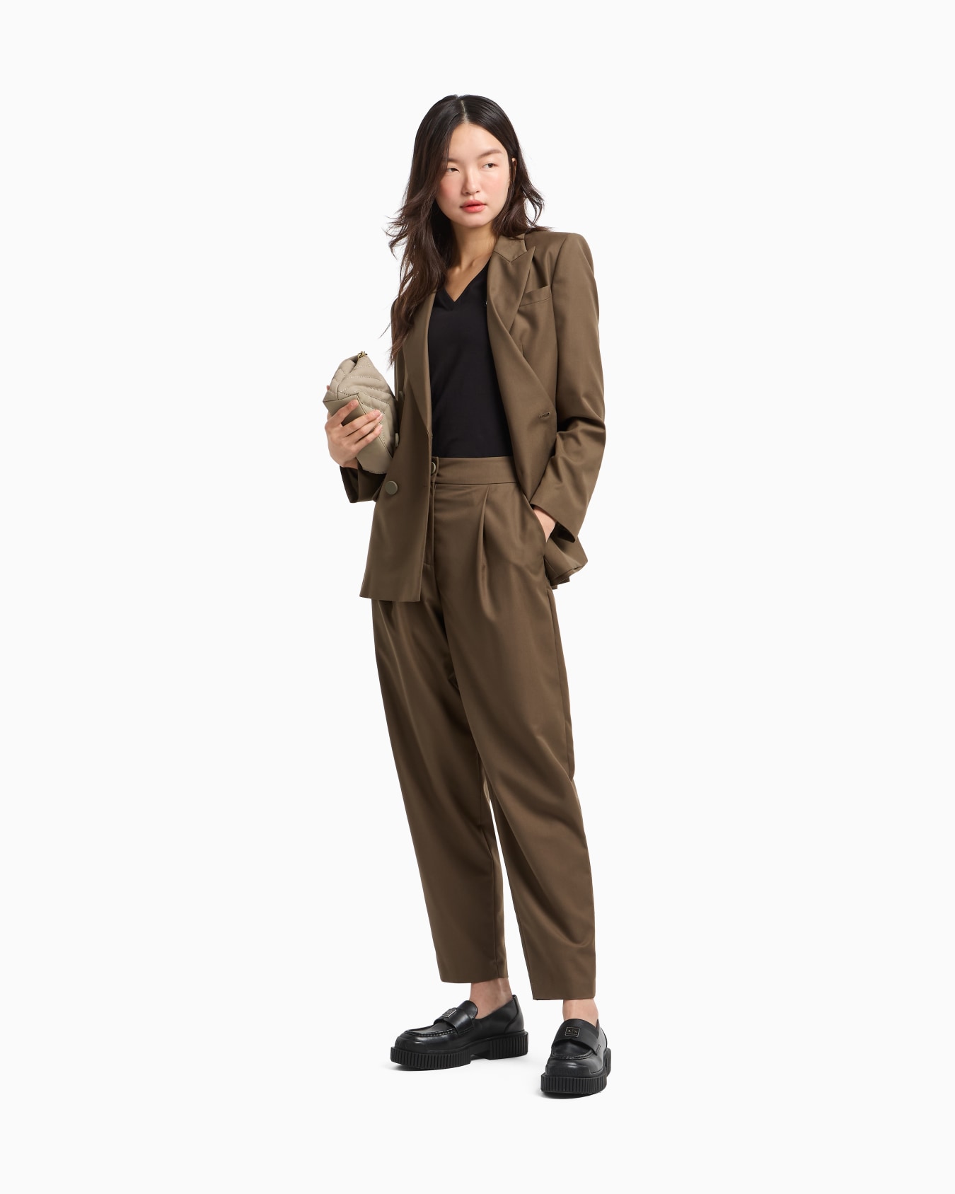 Twill pleated trousers Slide 1
