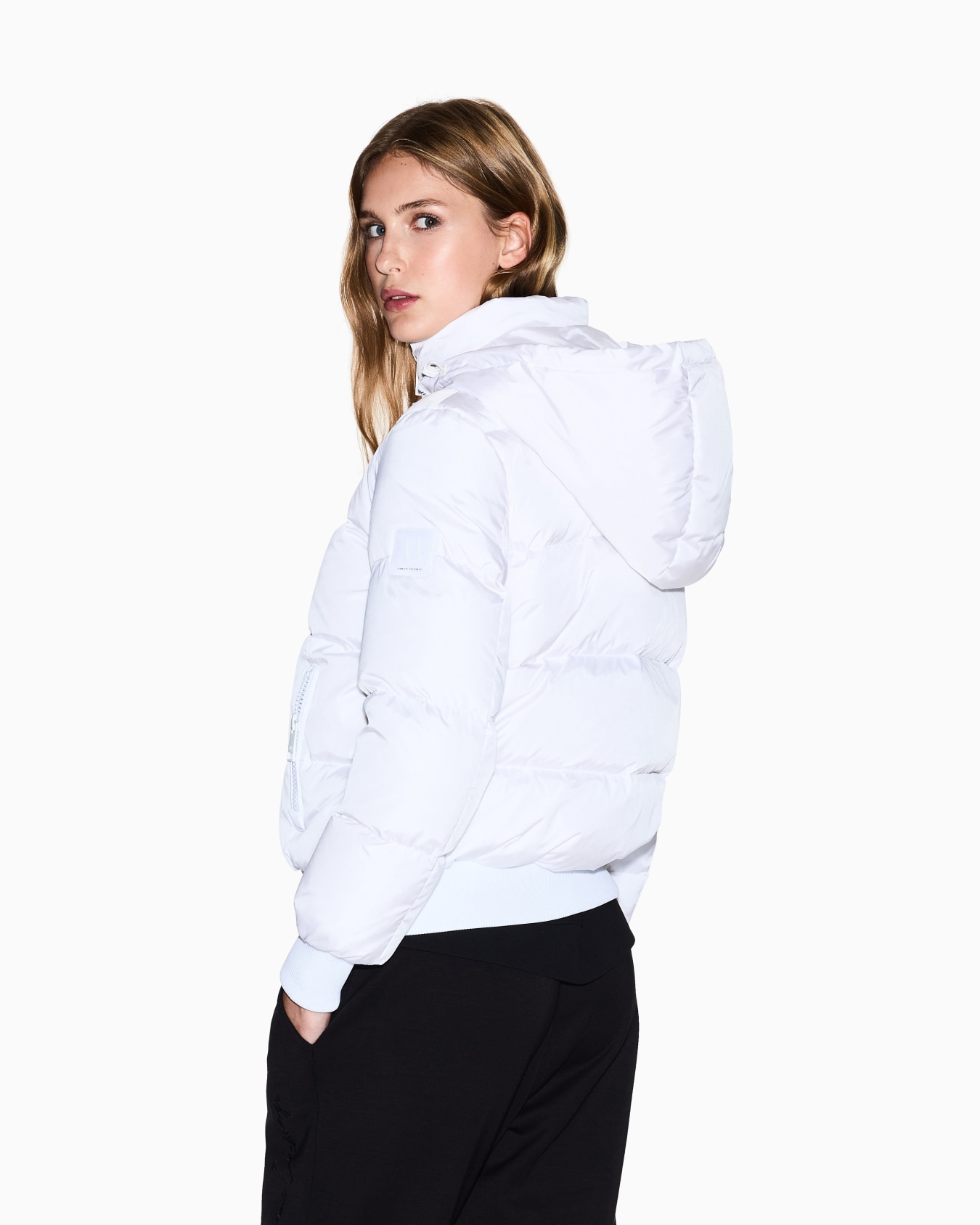 Insulated down jacket with removable hood and zip Icon Slide 5