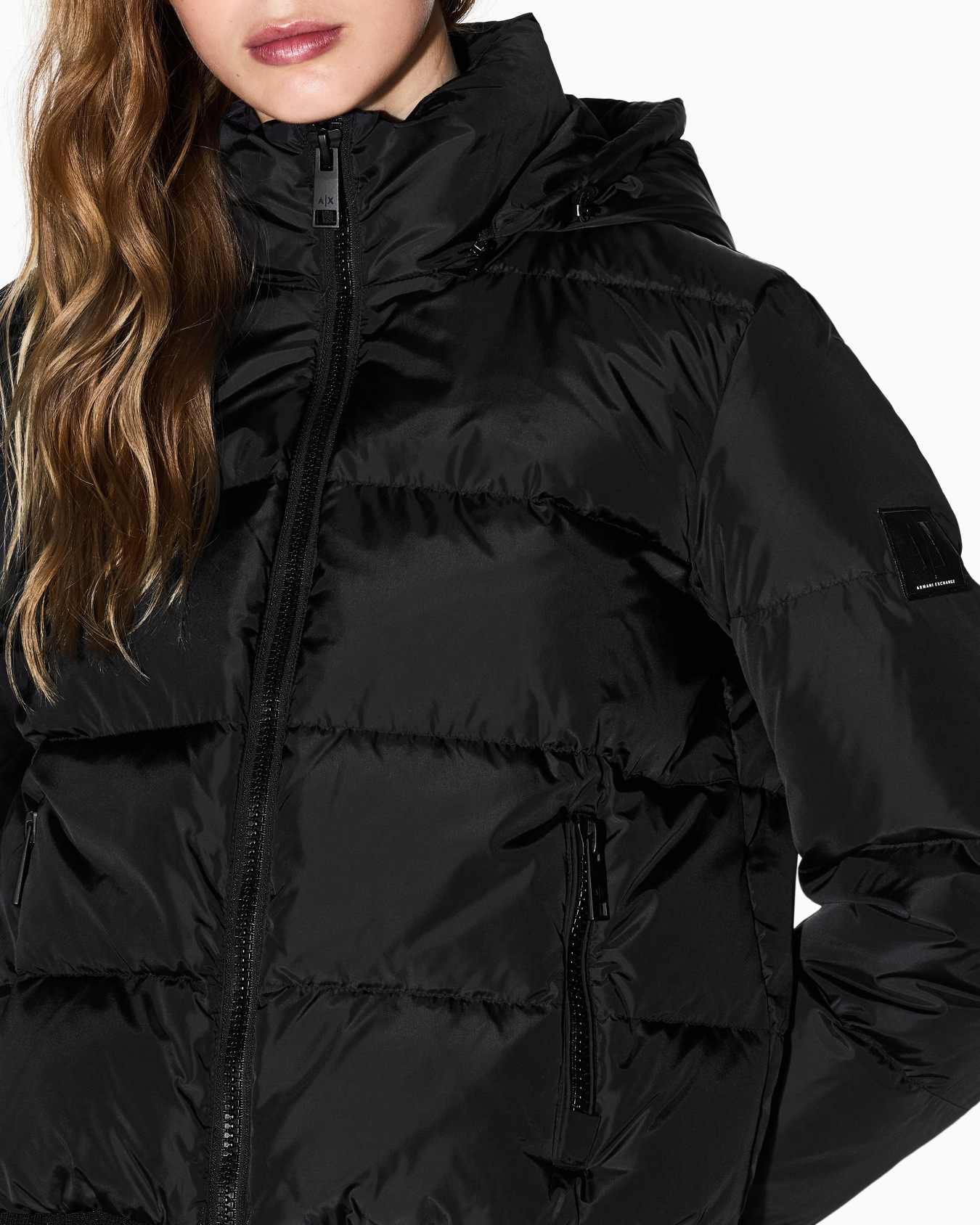 Insulated down jacket with removable hood and zip Icon Slide 6