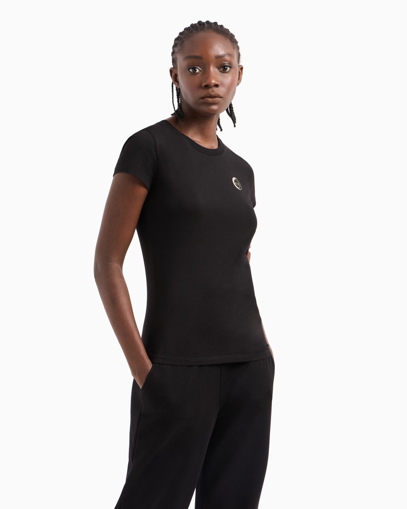 Jersey T-shirt with metal logo Slide 3
