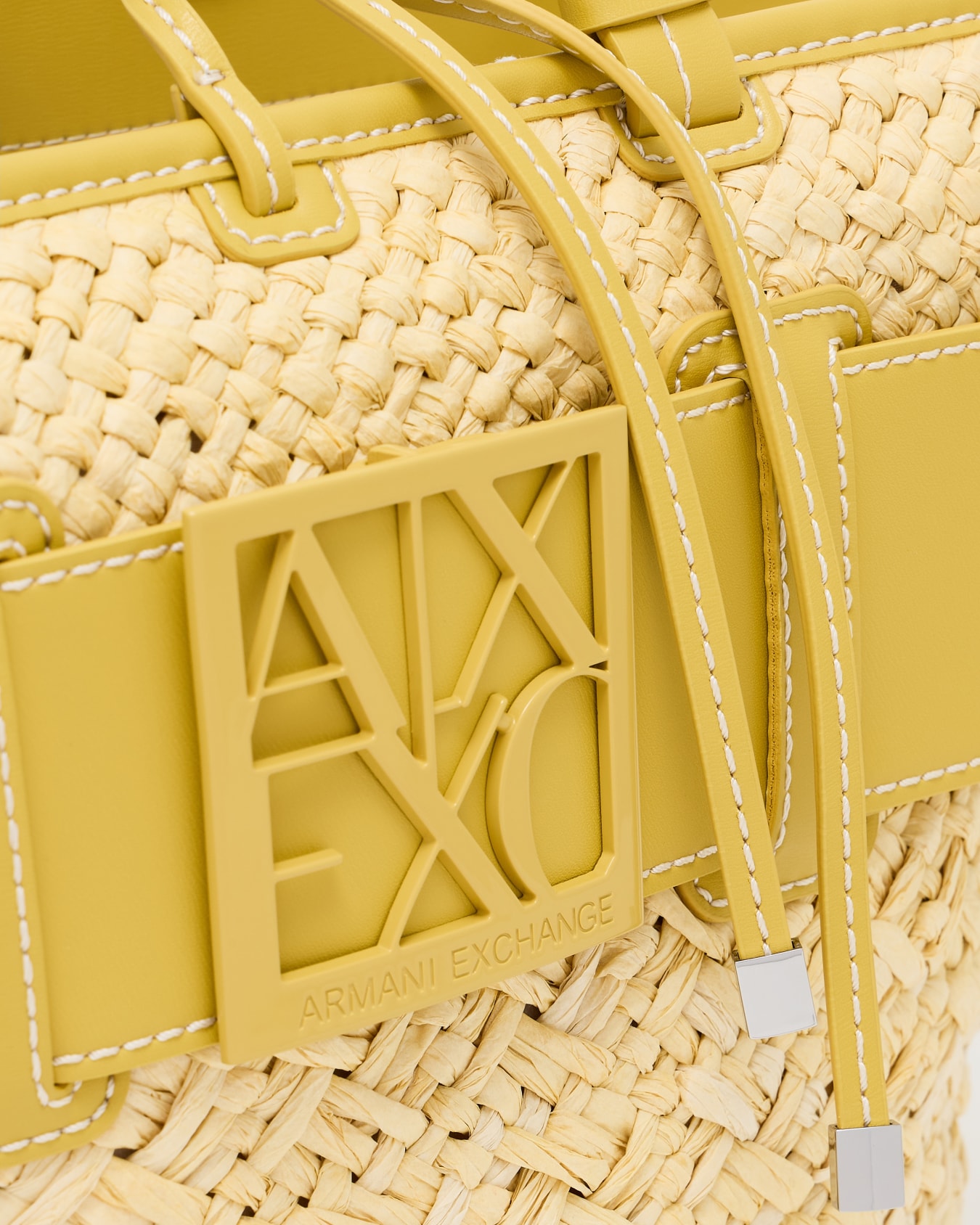 Straw shopper bag with logo band Slide 4