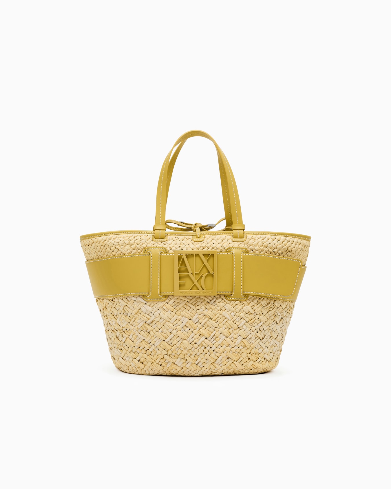 Straw shopper bag with logo band Slide 0