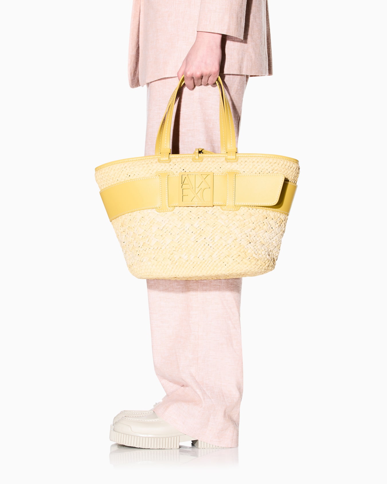Straw shopper bag with logo band Slide 5