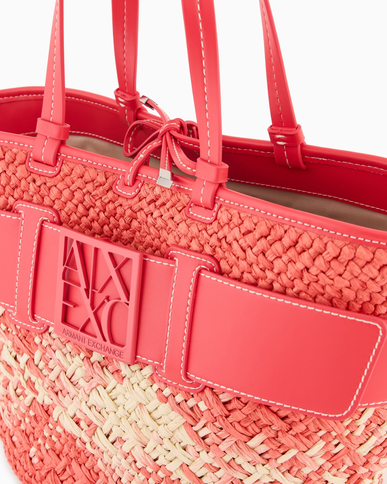 Straw shopper bag with logo band Slide 4
