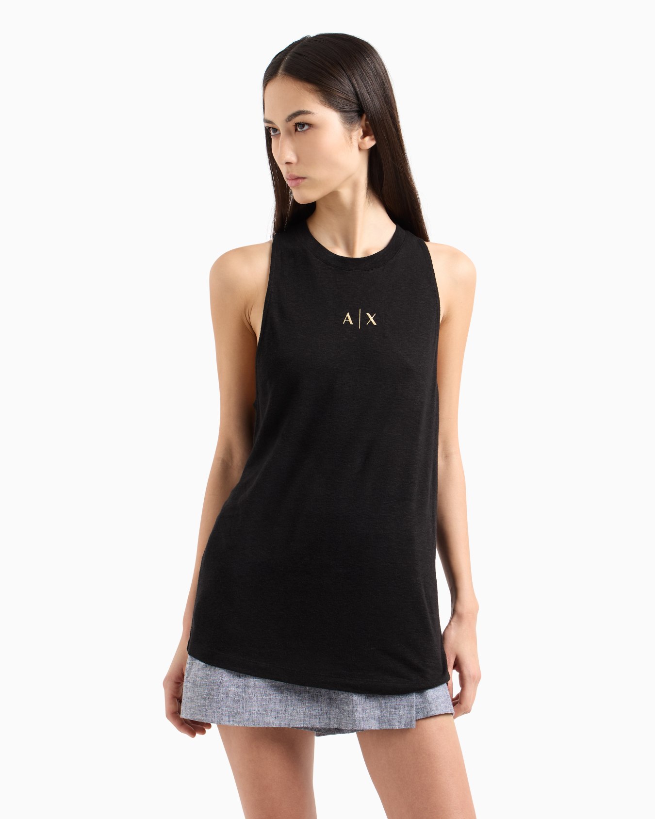 Oversized tank top with logo print on the back Slide 3