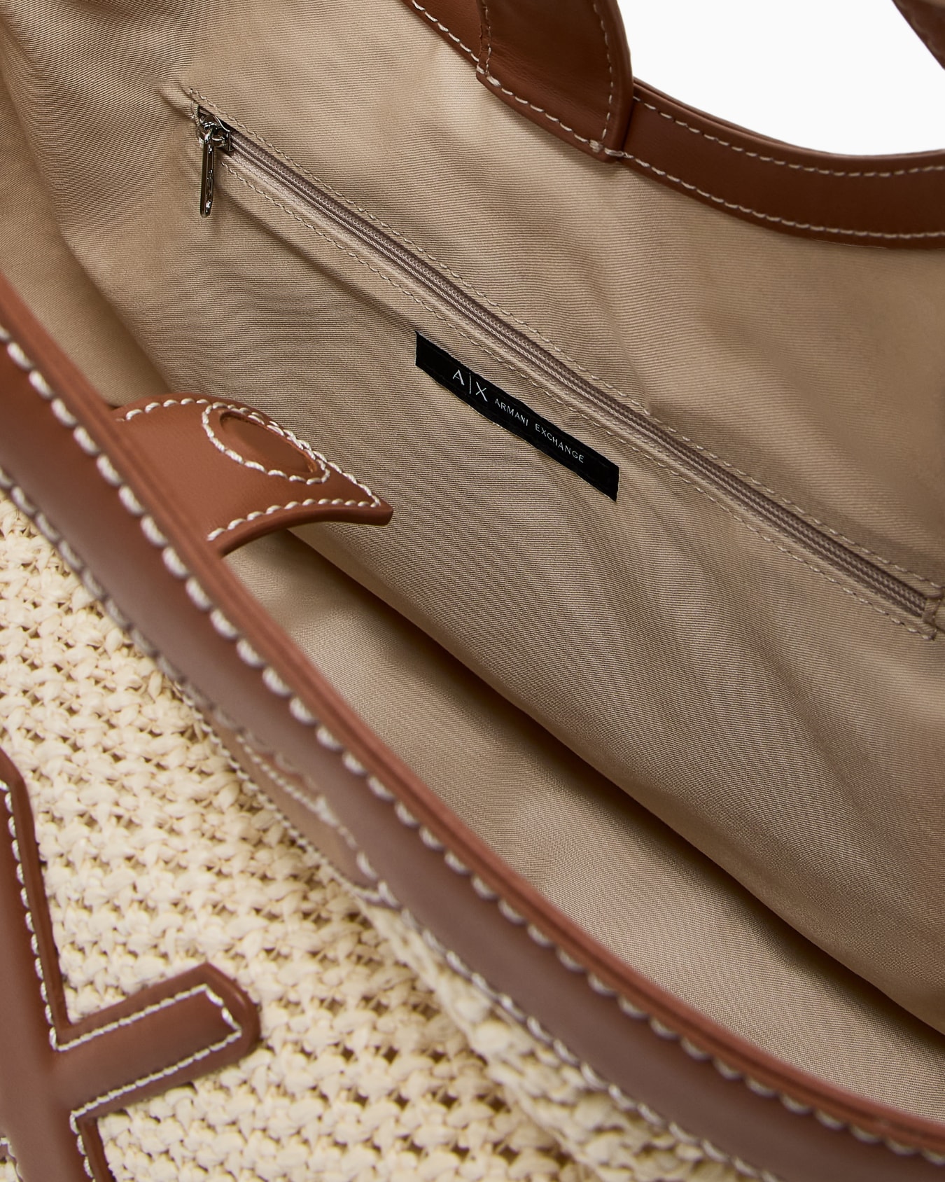 Woven fabric handbag with logo Slide 3