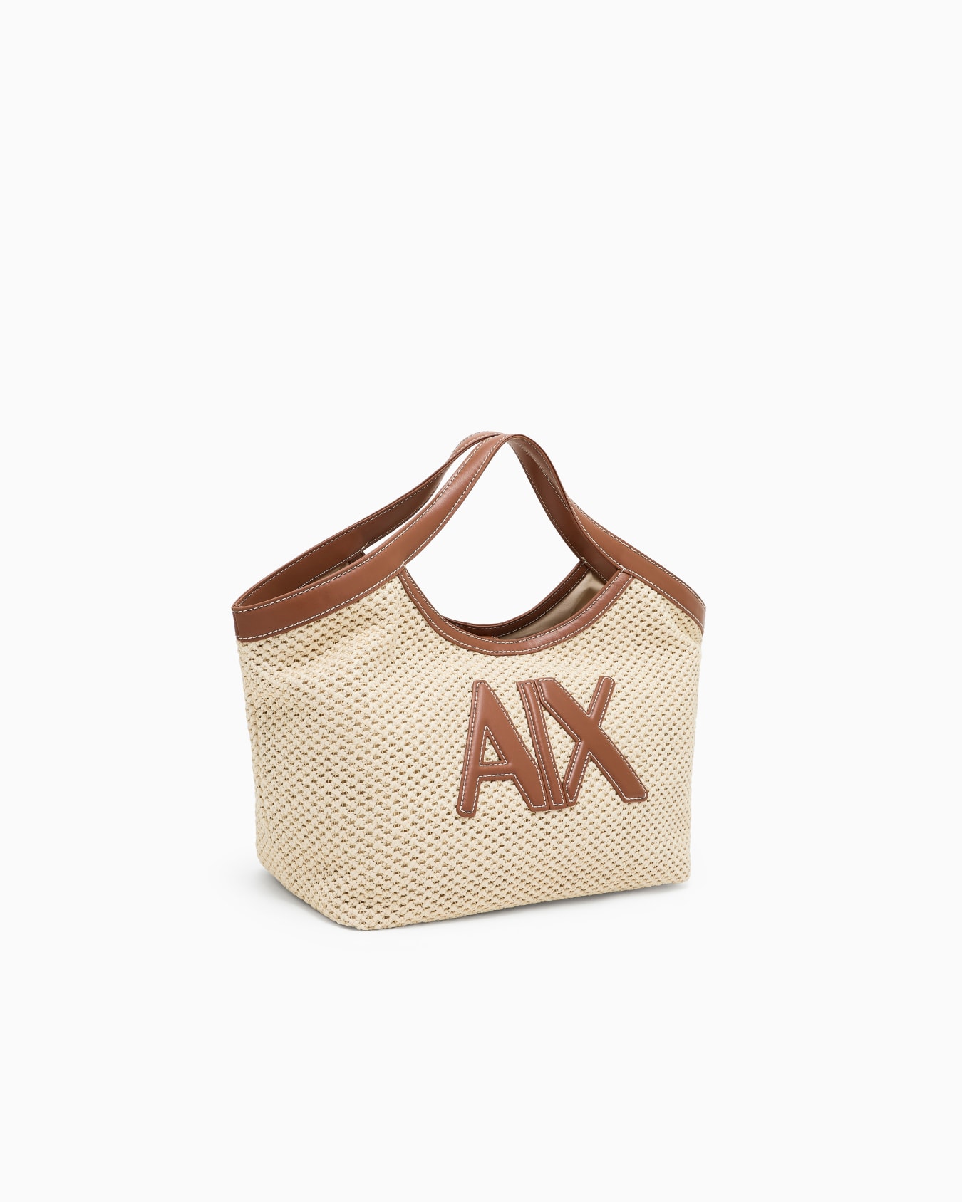 Woven fabric handbag with logo Slide 1