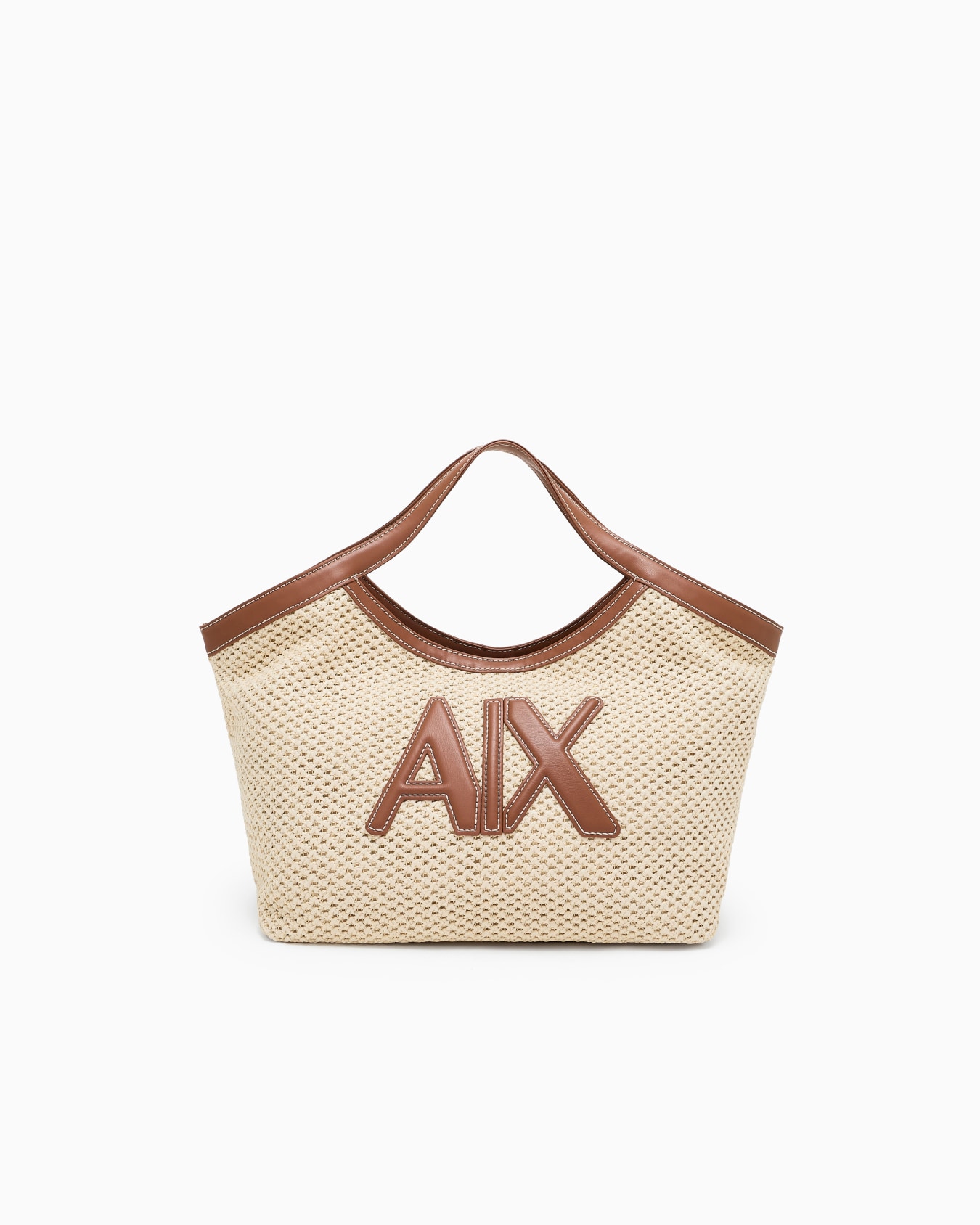 Woven fabric handbag with logo Slide 0