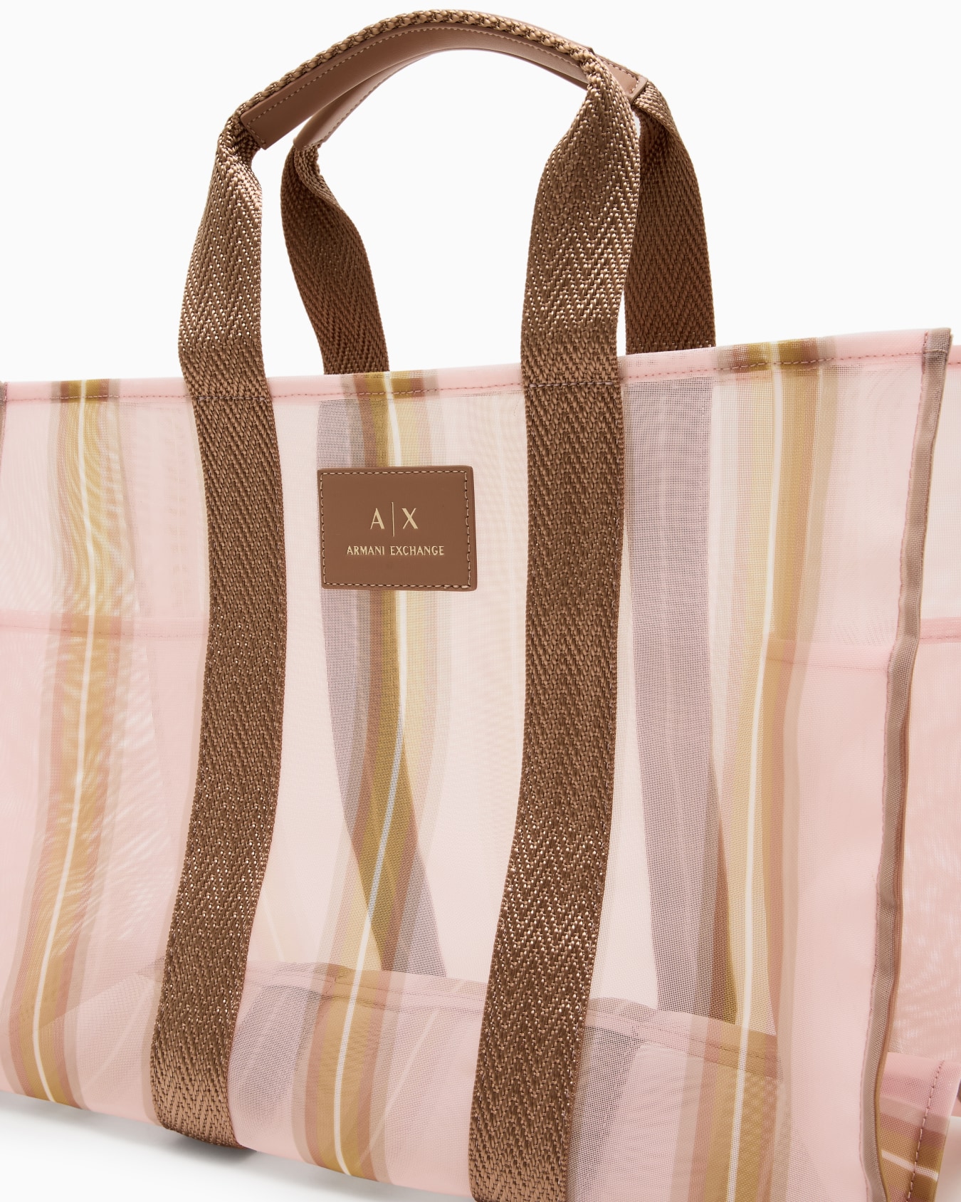 Transparent striped fabric shopper bag Slide 4