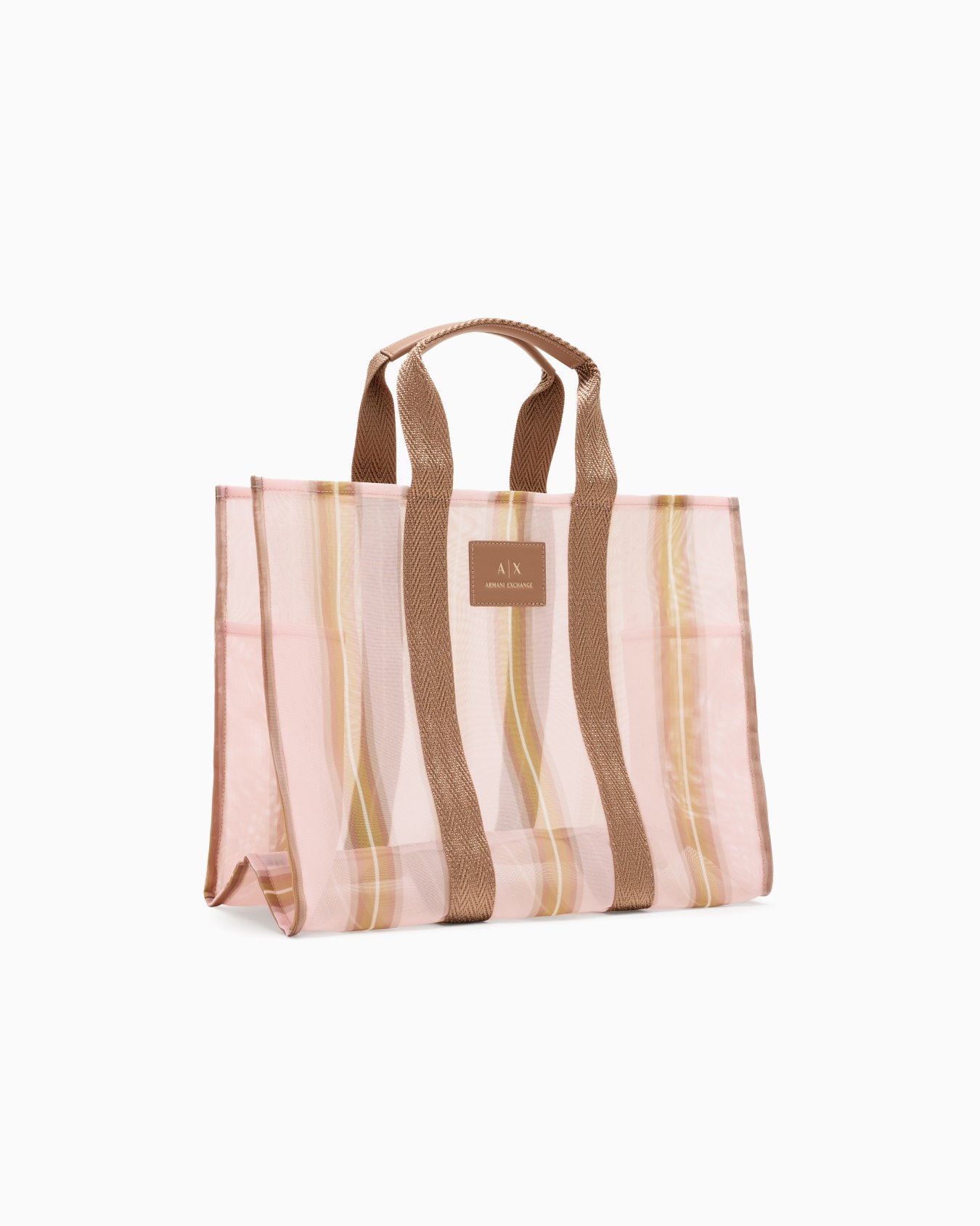 Transparent striped fabric shopper bag Slide 1