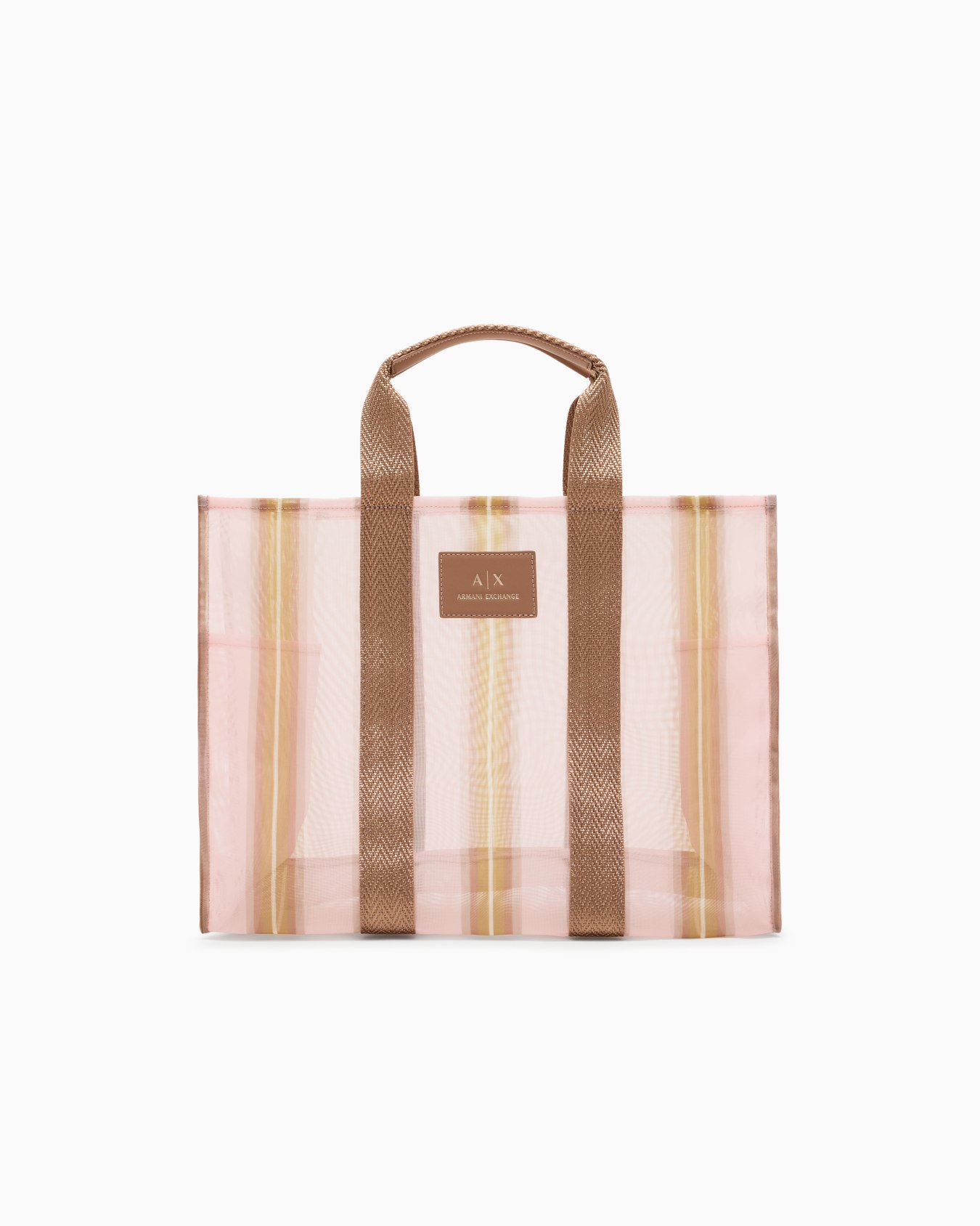 Transparent striped fabric shopper bag Slide 0
