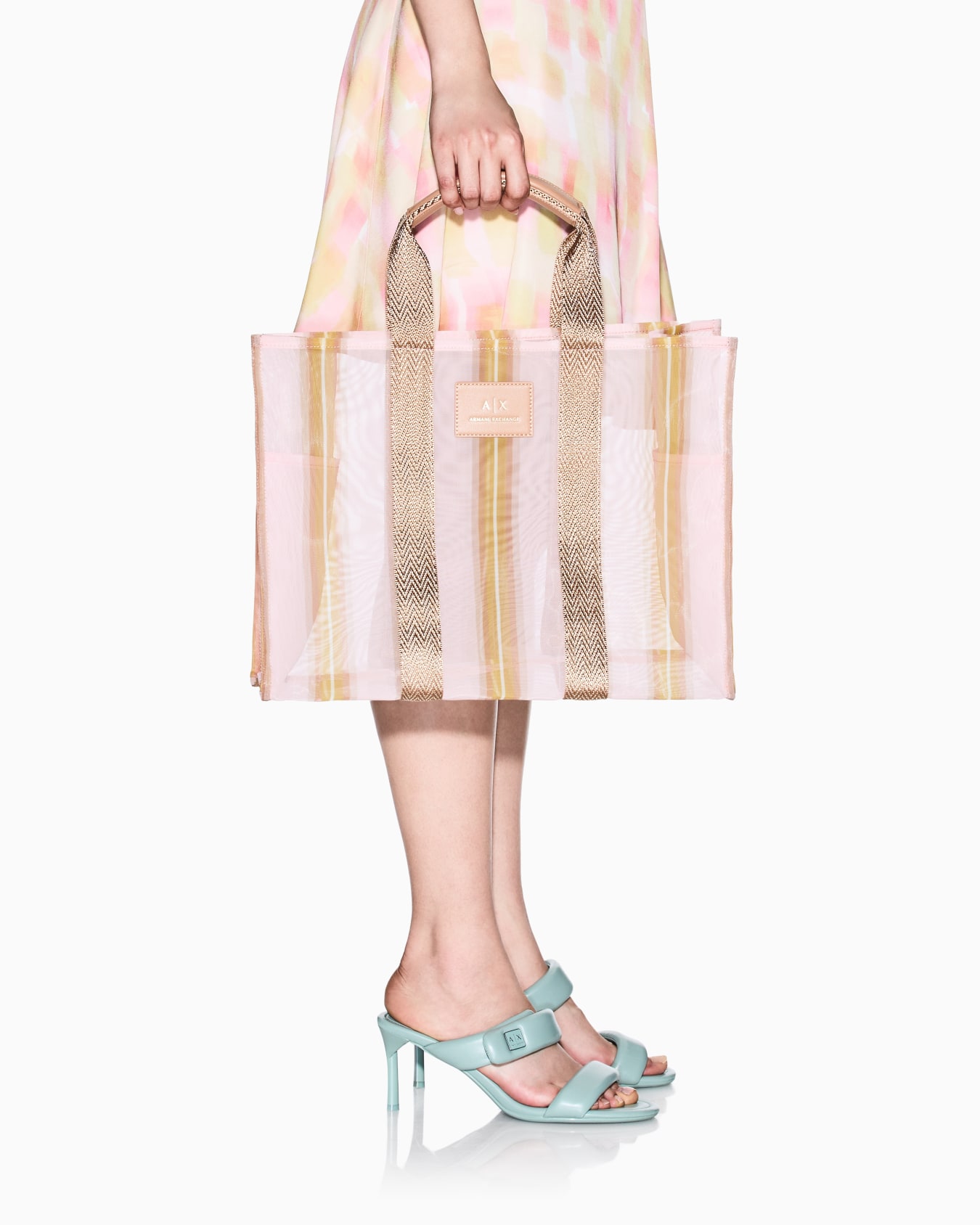 Transparent striped fabric shopper bag Slide 5