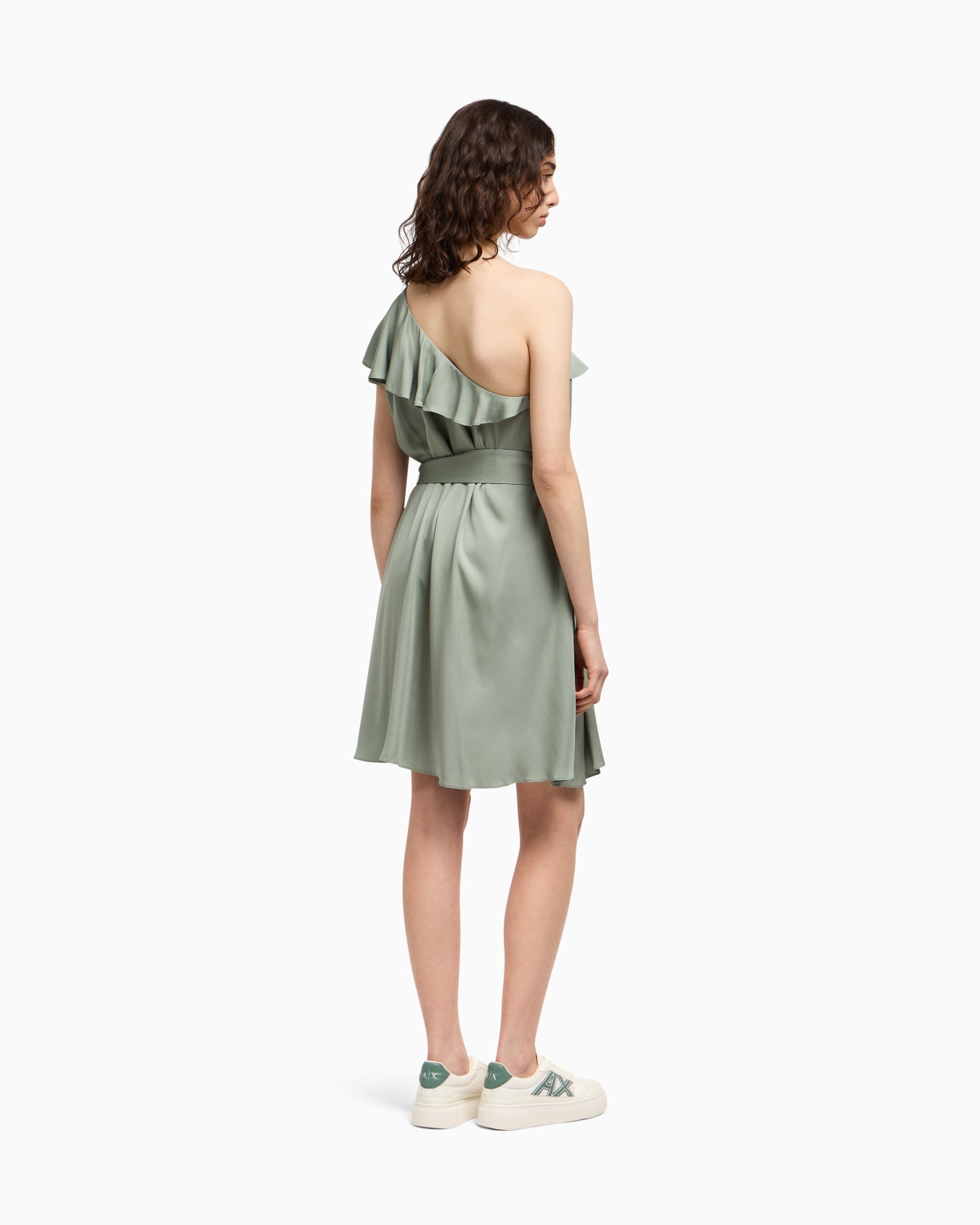 One-shoulder viscose dress Slide 2