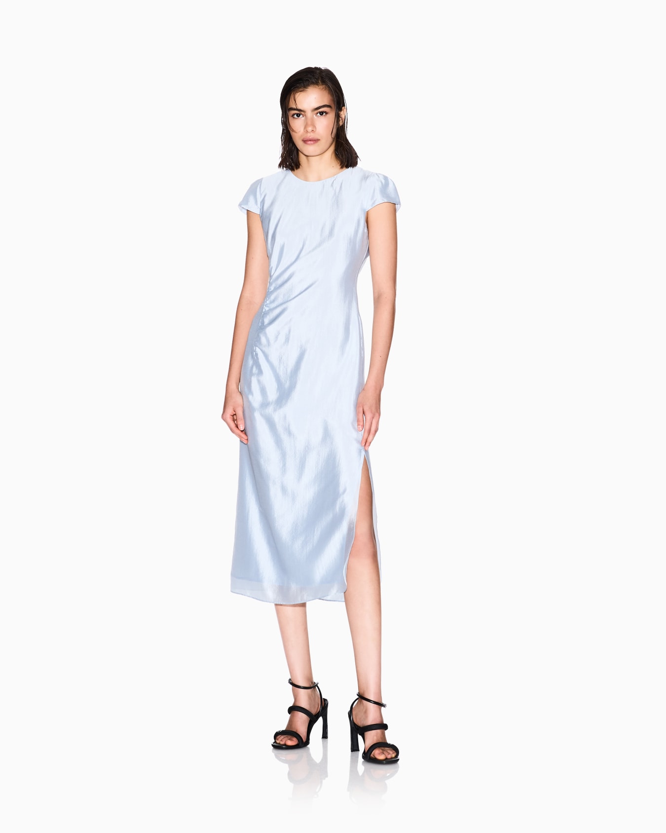 Longuette dress with slit Slide 1