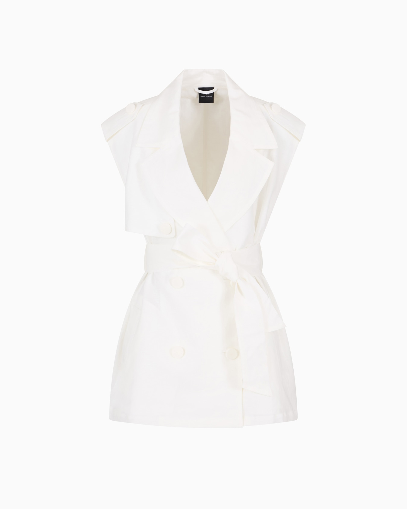 Double-breasted waistcoat with belt in linen blend Slide 0