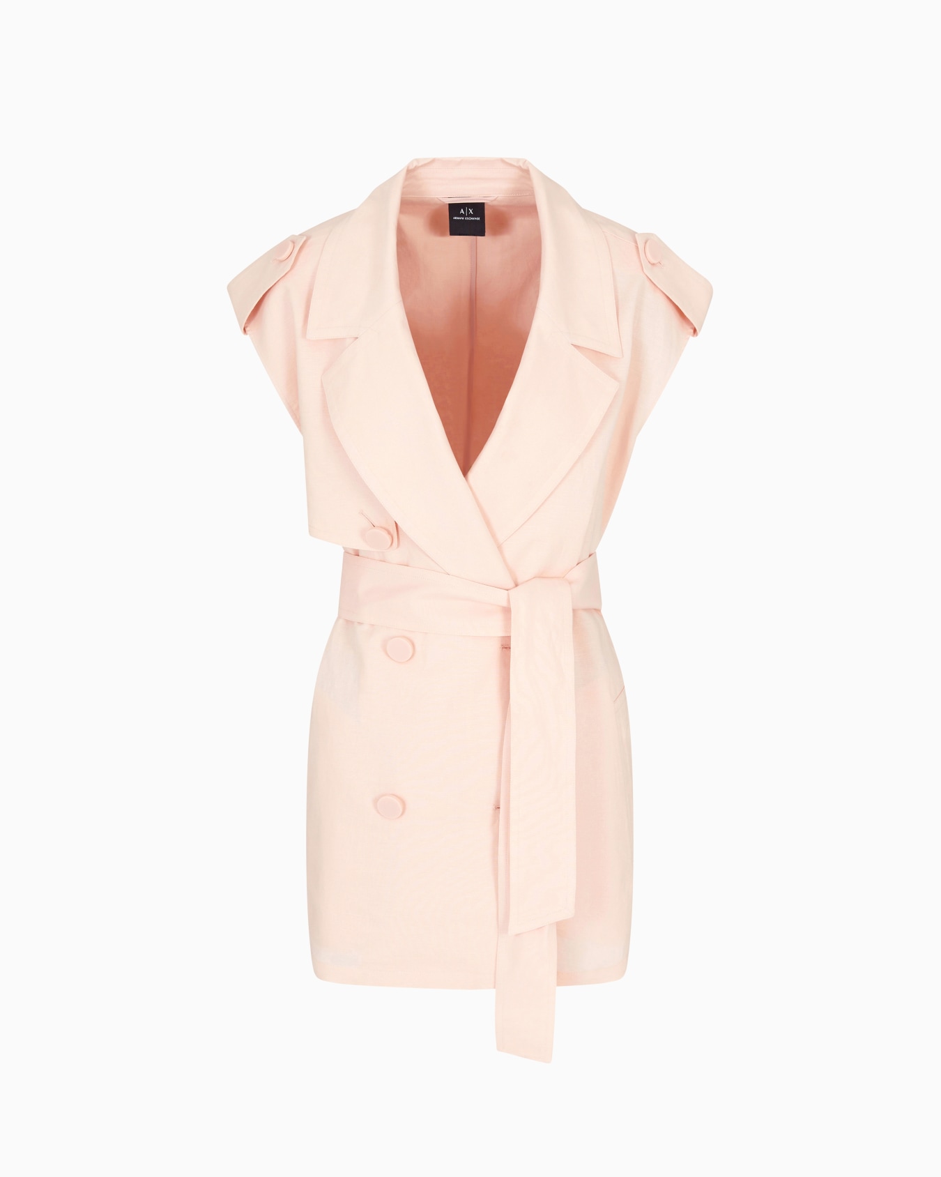 Double-breasted waistcoat with belt in linen blend Slide 0