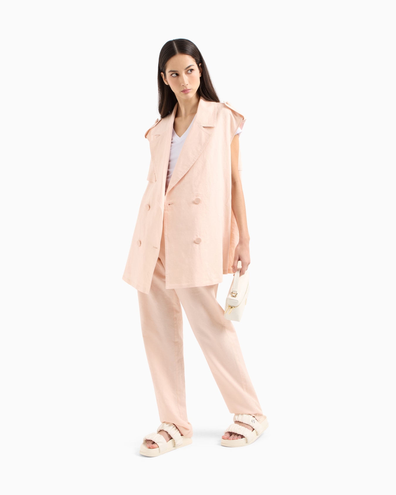 Straight leg linen blend trousers Slide 1