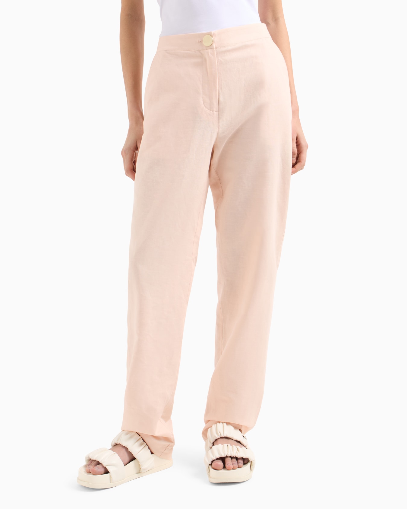 Straight leg linen blend trousers Slide 3