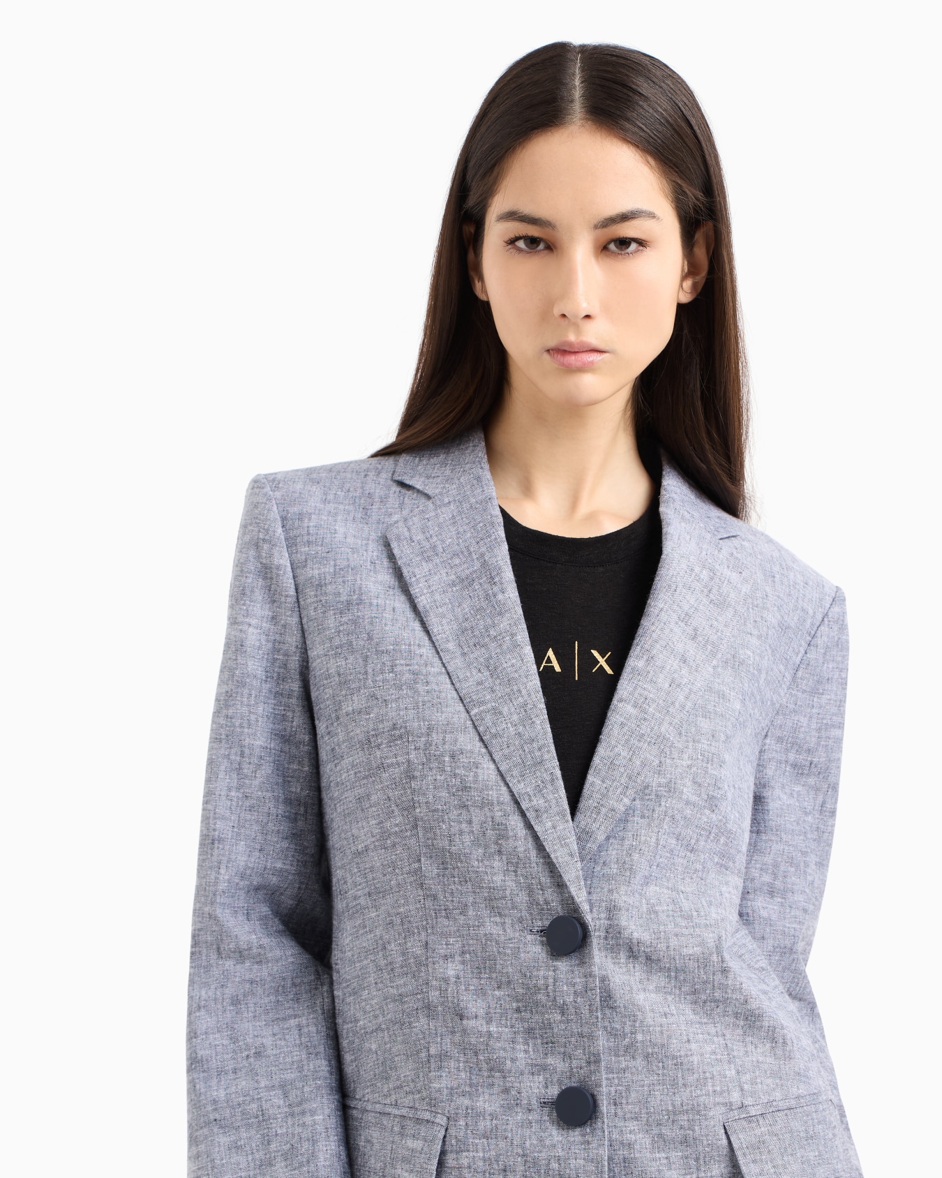 Single-breasted linen and cotton jacket Slide 4