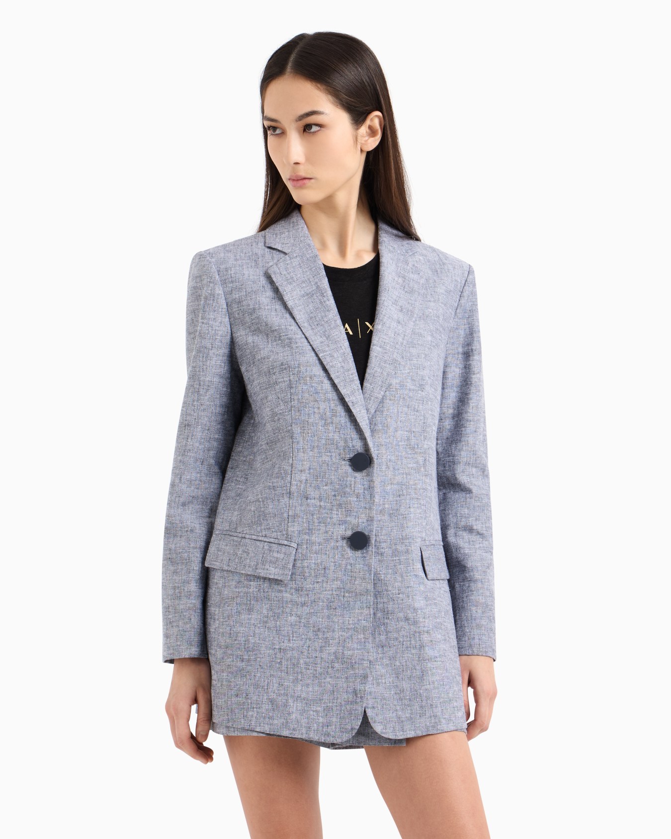 Single-breasted linen and cotton jacket Slide 3