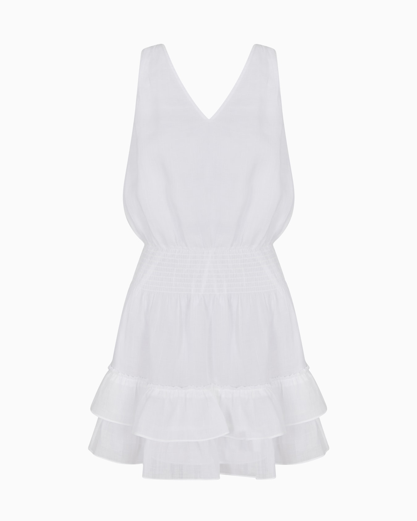 Short ramie ruffled dress Slide 0