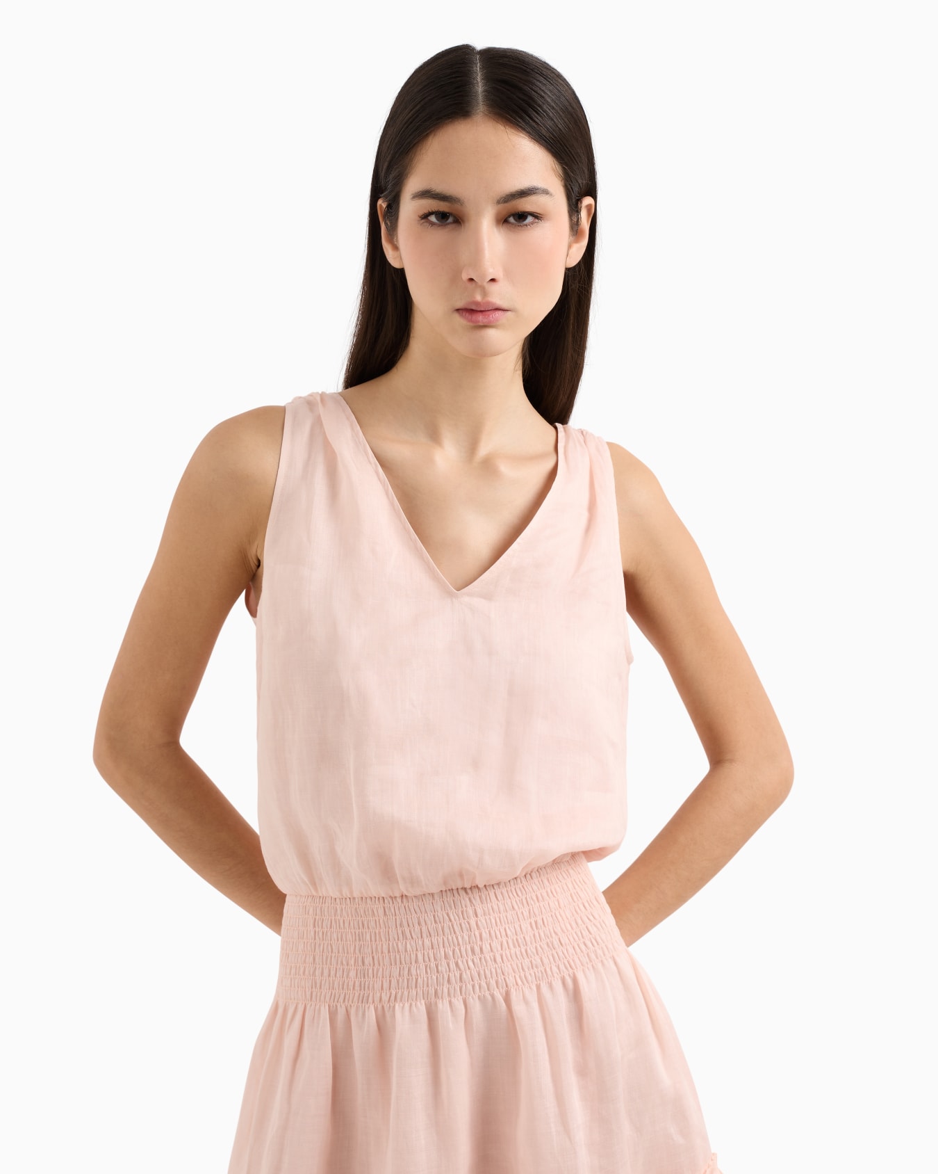 Short ramie ruffled dress Slide 4
