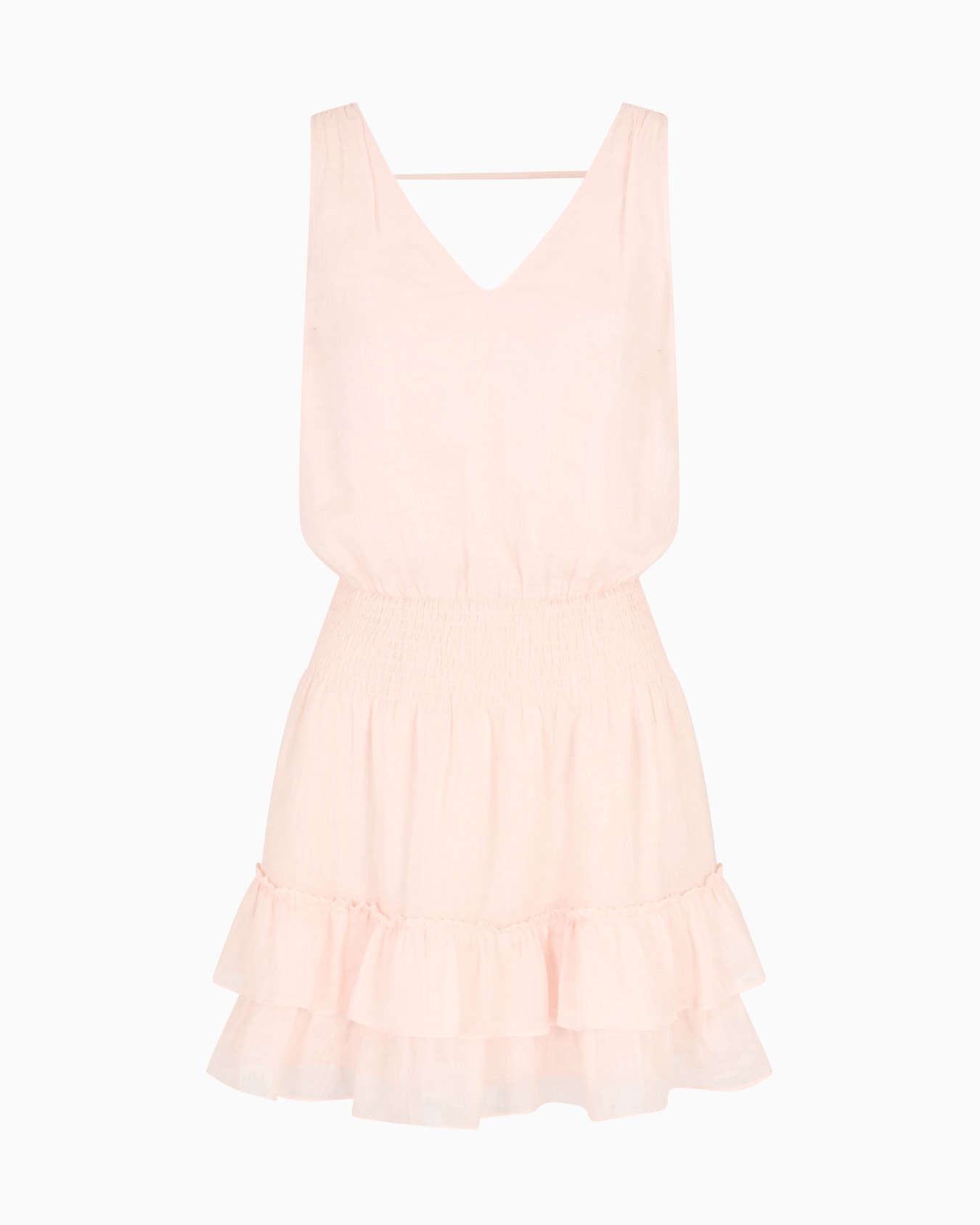 Short ramie ruffled dress Slide 0