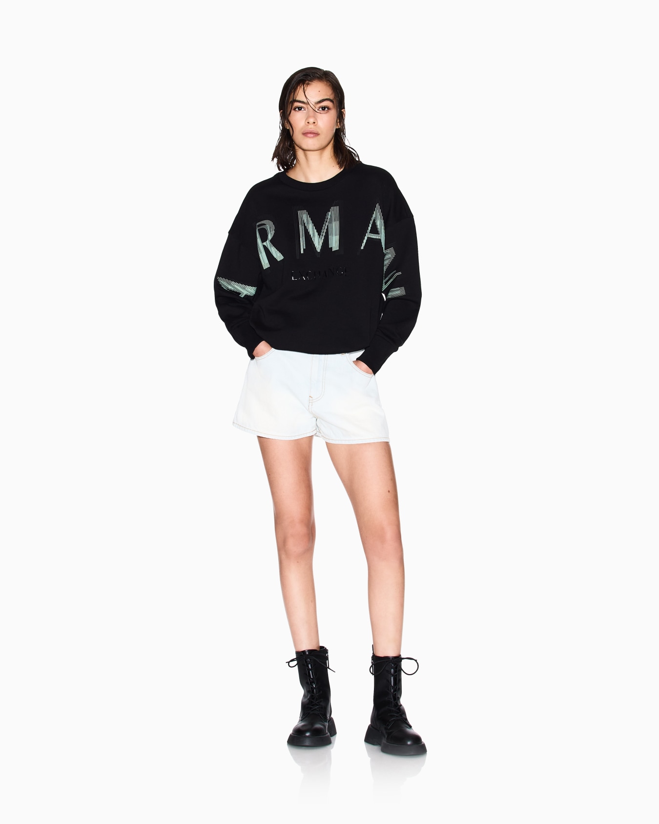 Oversized sweater with optical effect logo Slide 1