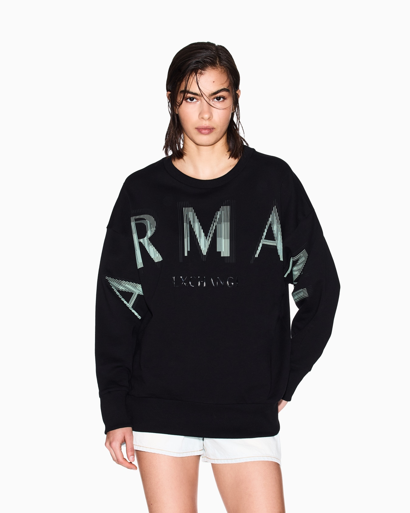 Oversized sweater with optical effect logo Slide 3