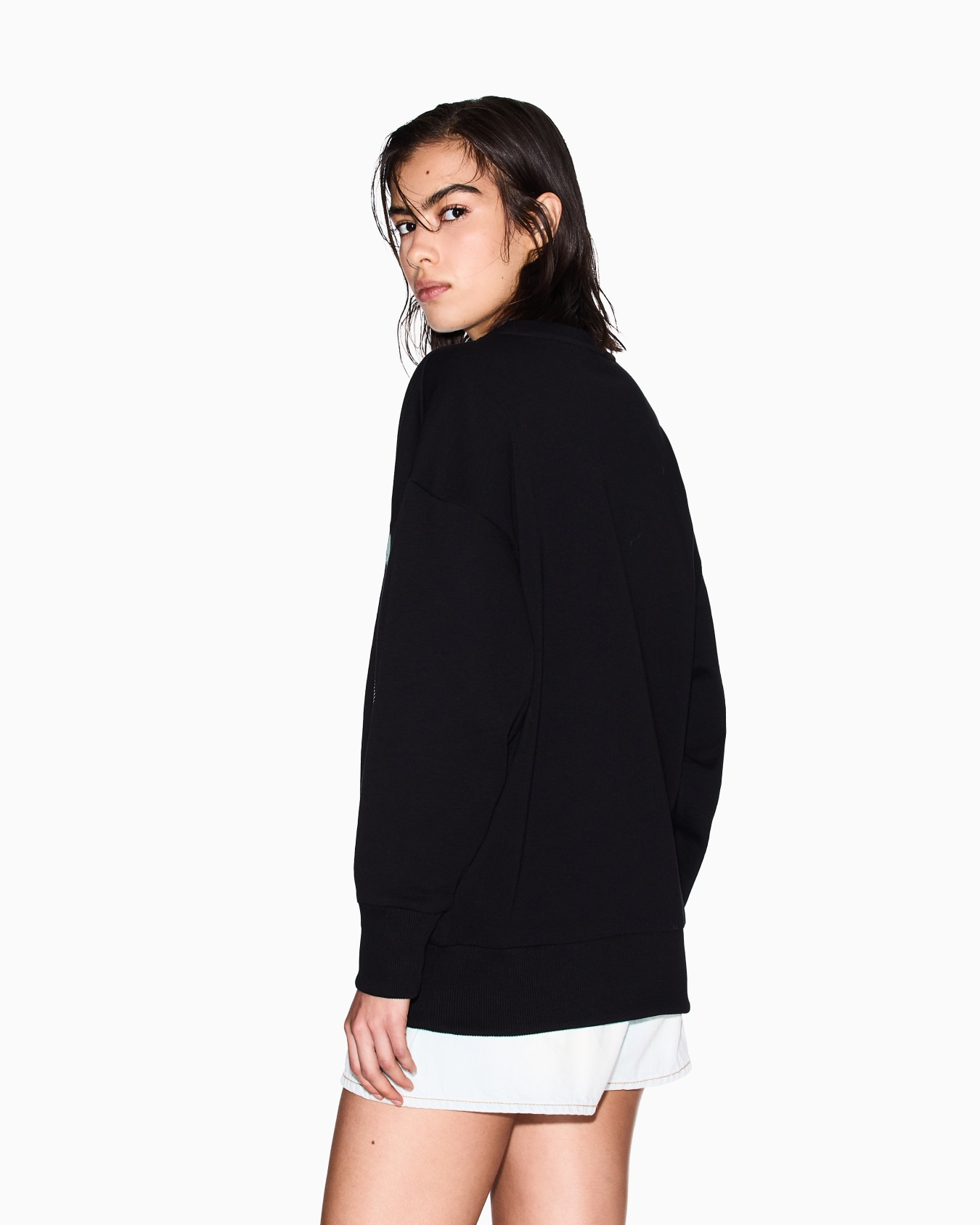 Oversized sweater with optical effect logo Slide 2