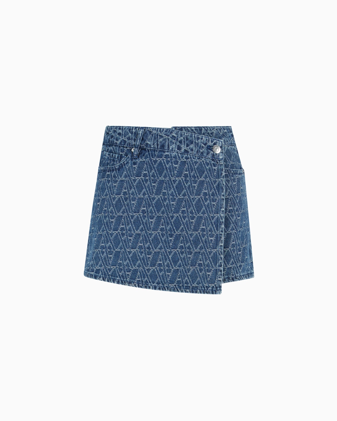 Allover Logo Denim Wrap Shorts Slide 0
