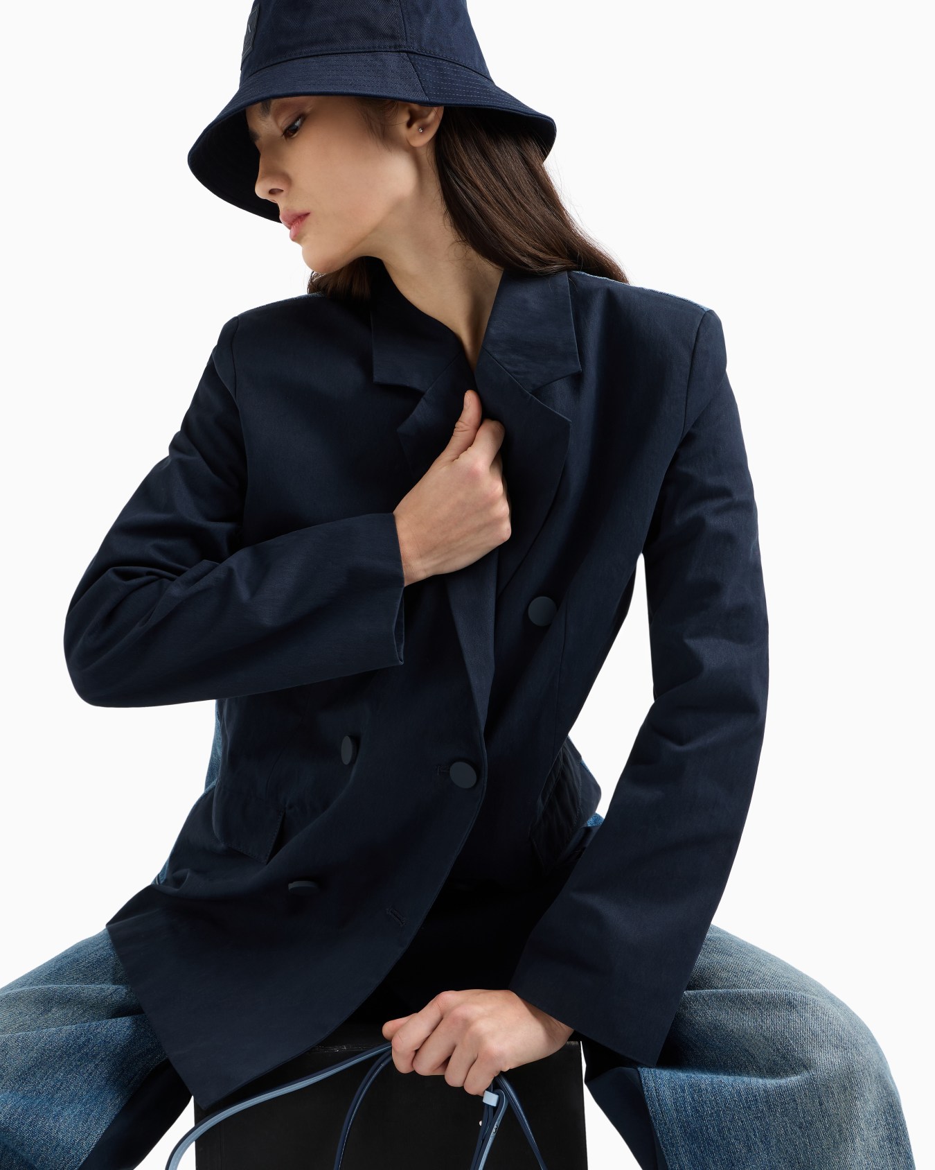 Zweireihige Jeans- und Twilljacke Folie 4