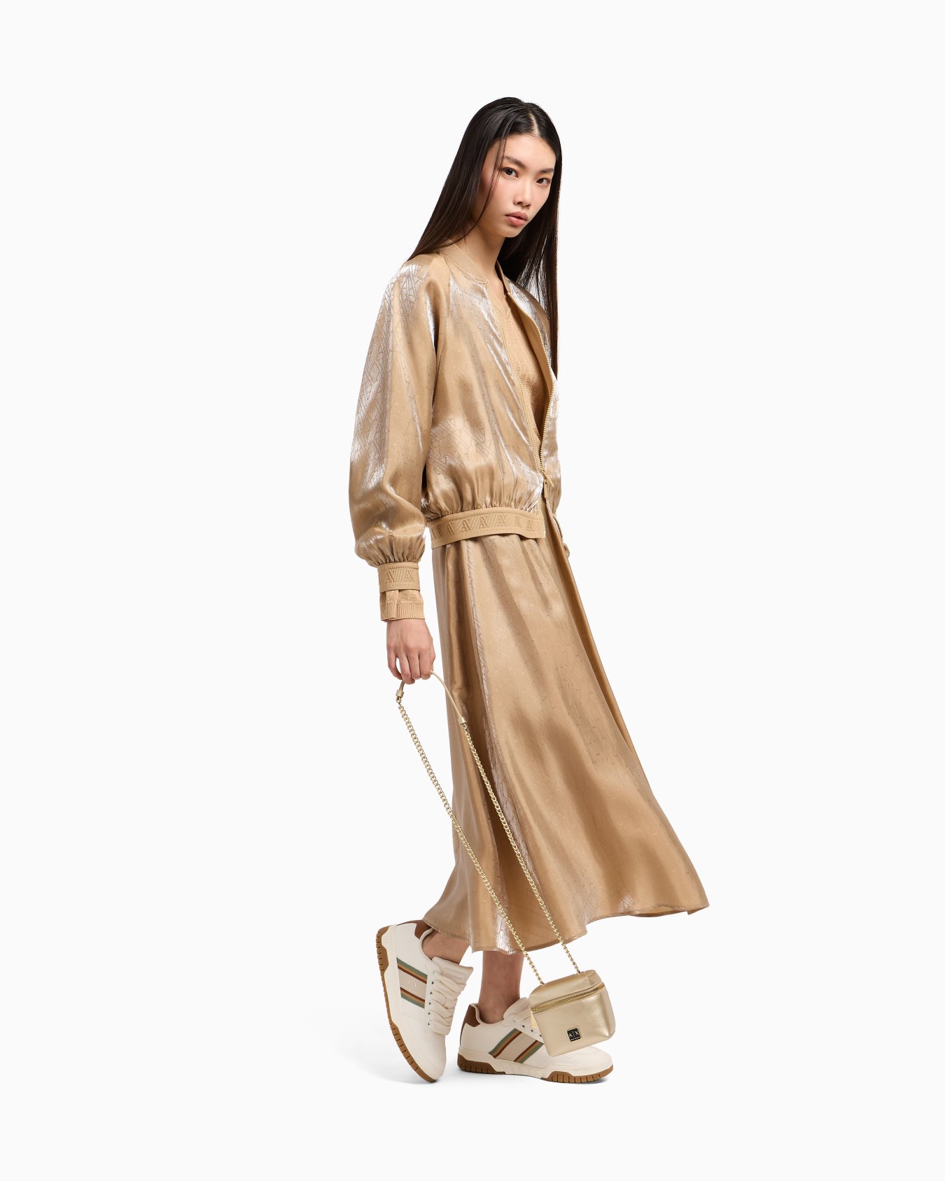 Viscose bomber with allover logo Slide 1