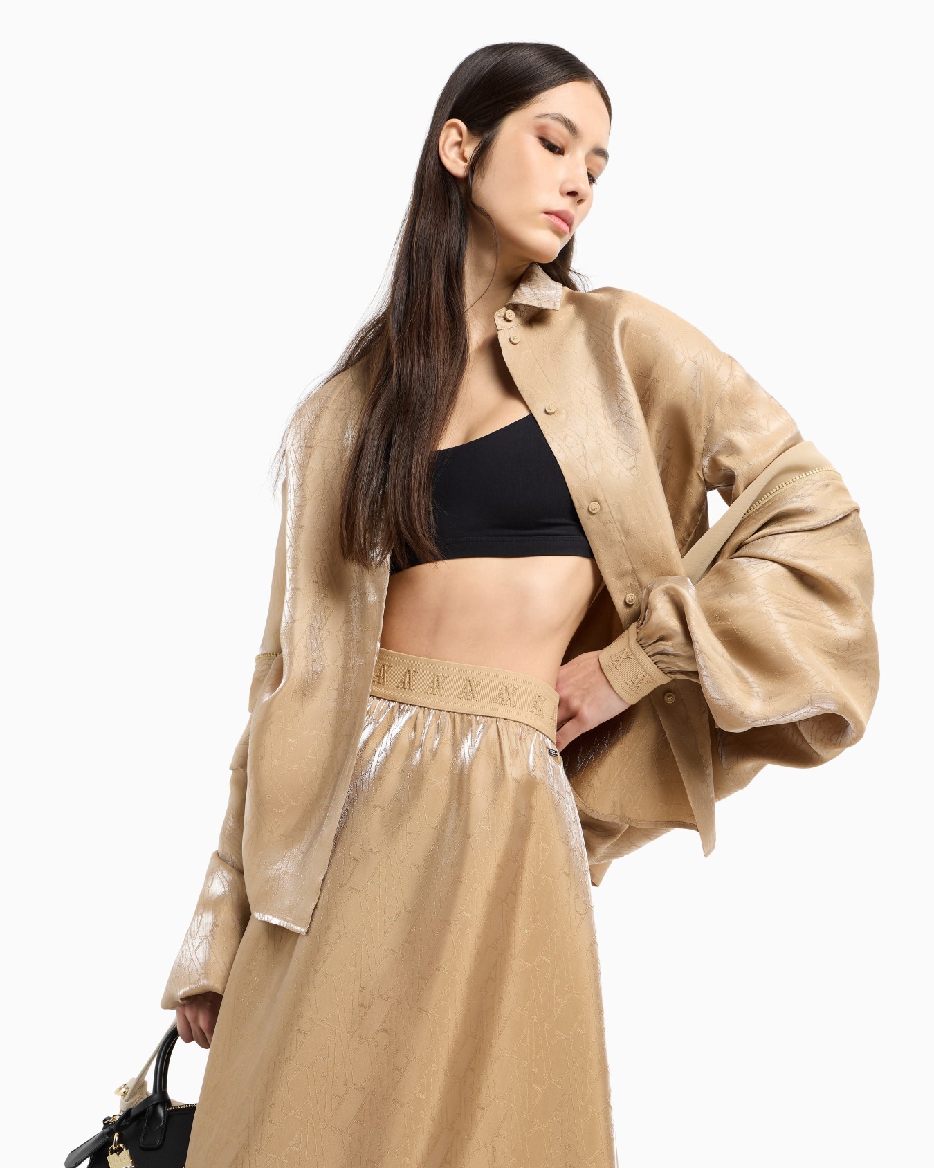 Shiny Midi Skirt Slide 4
