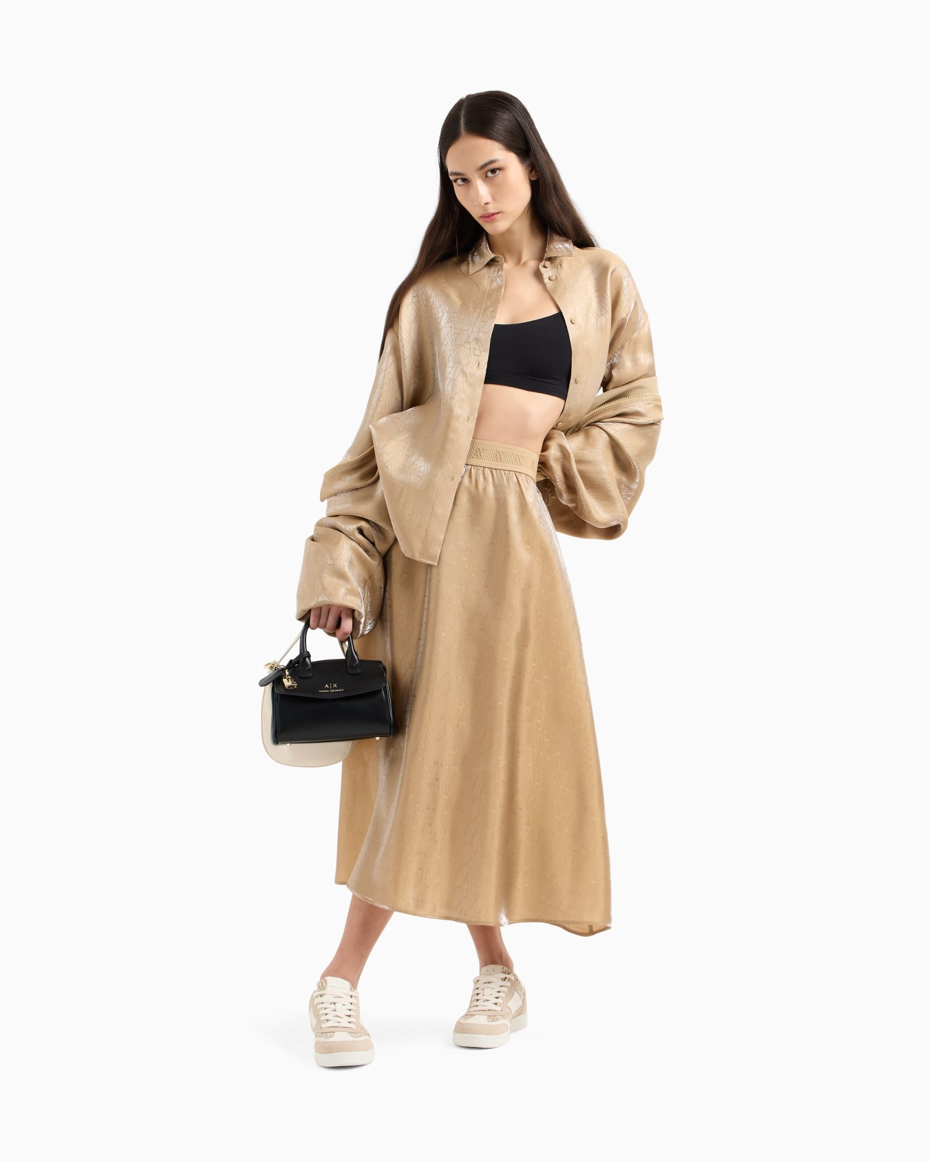Shiny Midi Skirt Slide 1