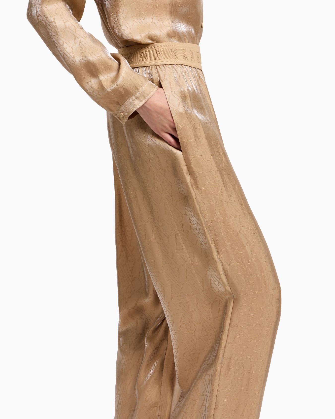 Oversized viscose trousers with allover logo Slide 4