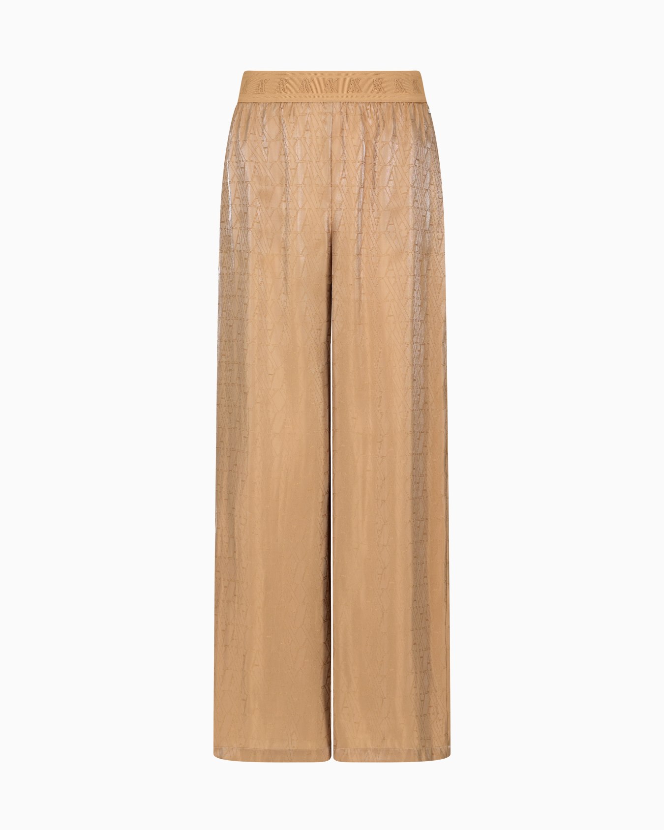 Oversized viscose trousers with allover logo Slide 0